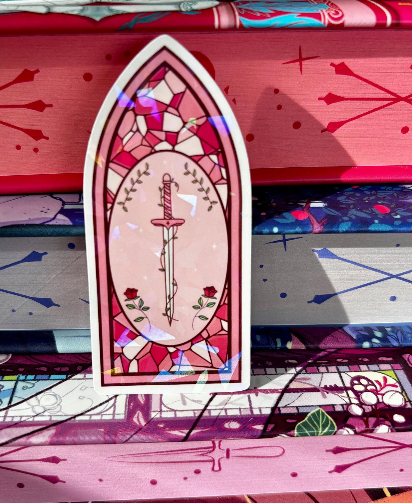 Pink Stained Glass Fantasy Window Sticker