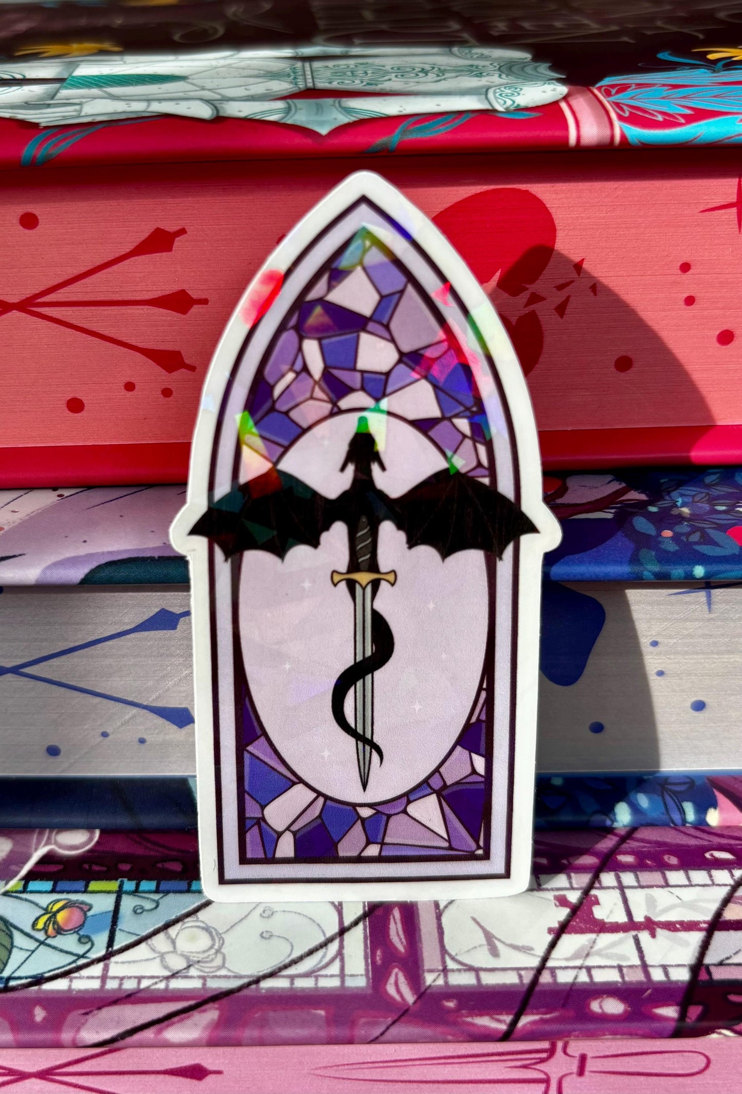 Purple Stained Glass Dragon Window Sticker