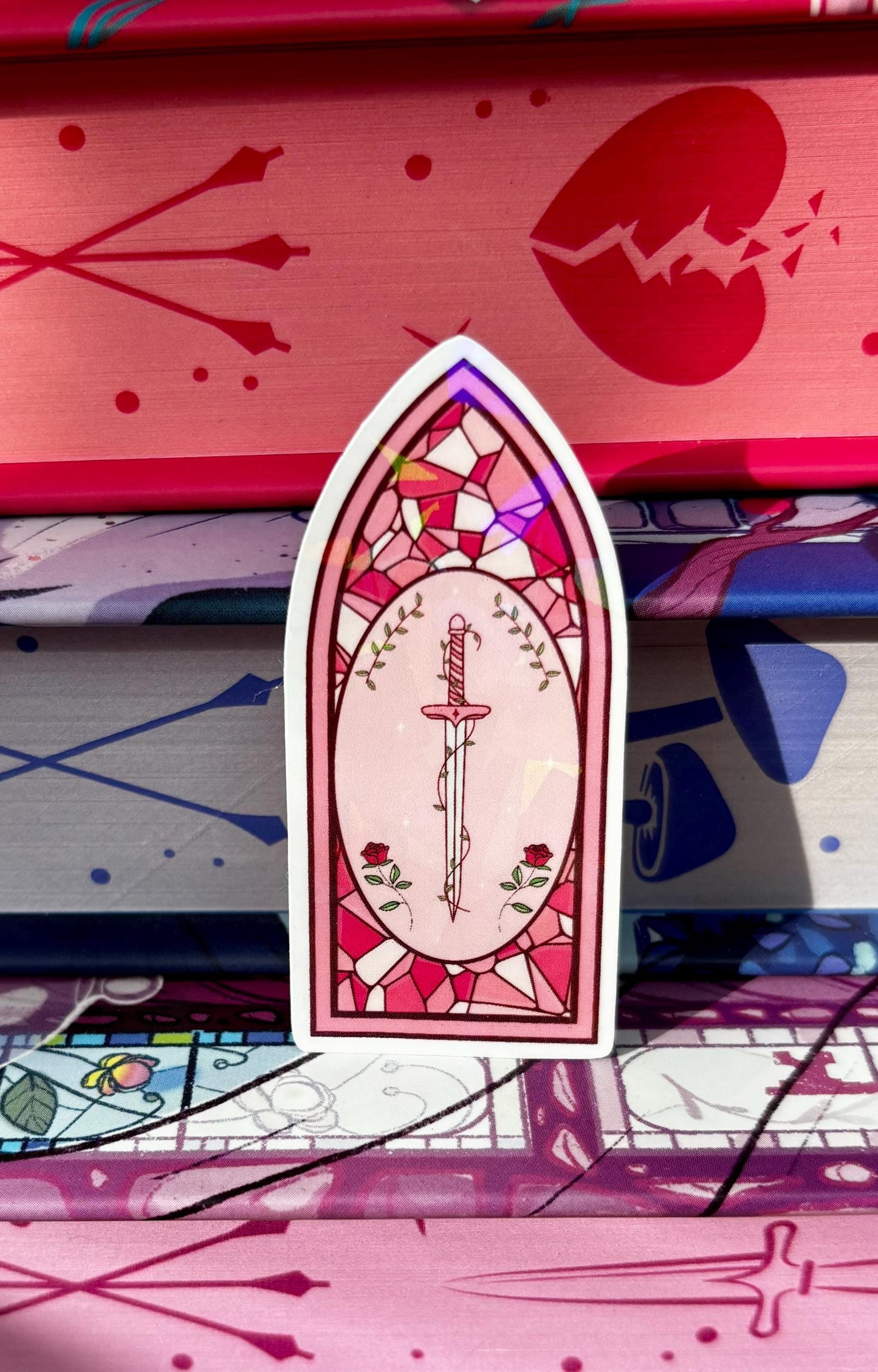Mini Pink Stained Glass Fantasy Window Sticker