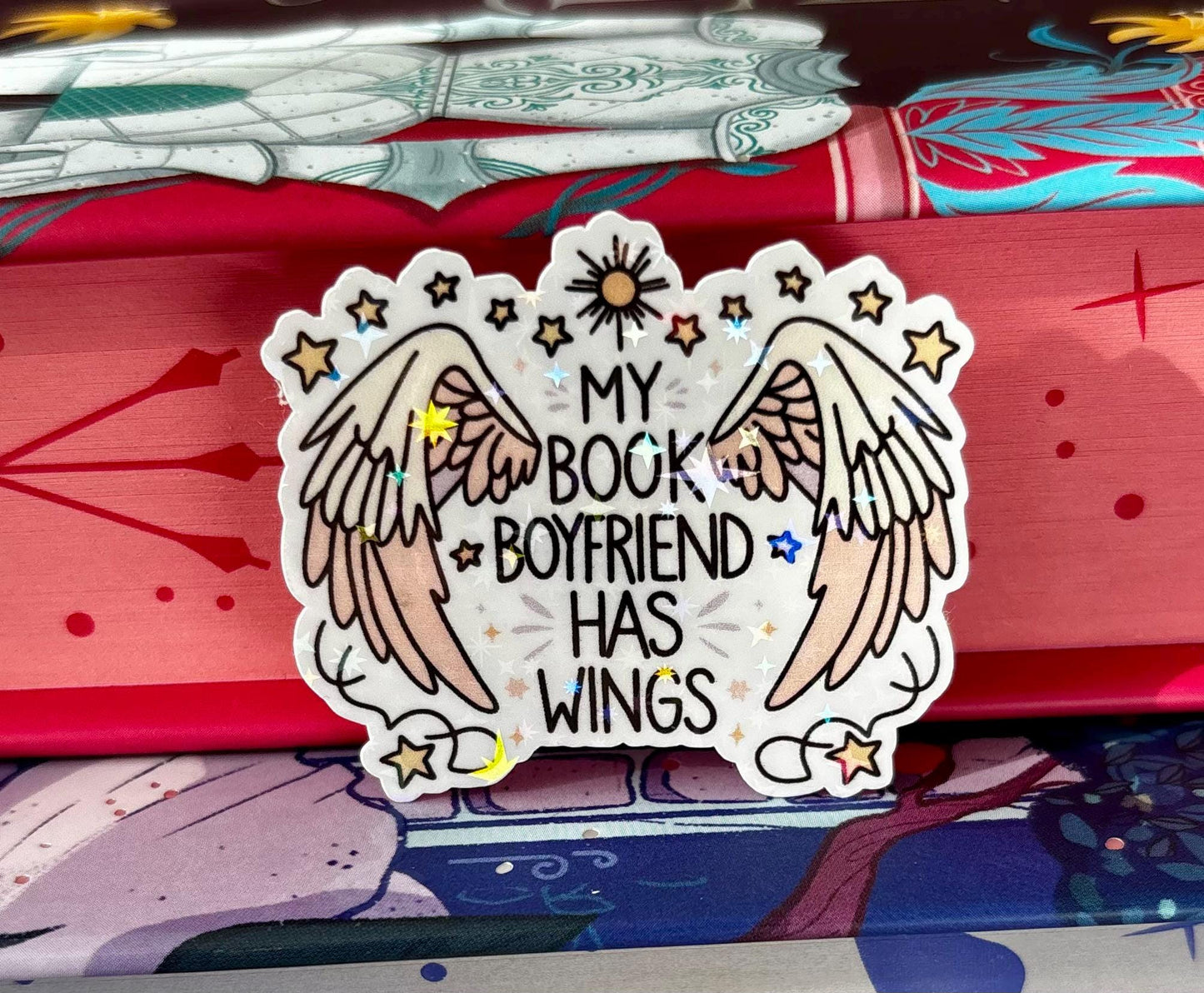 Mini My Book Boyfriend Has Wings Sticker