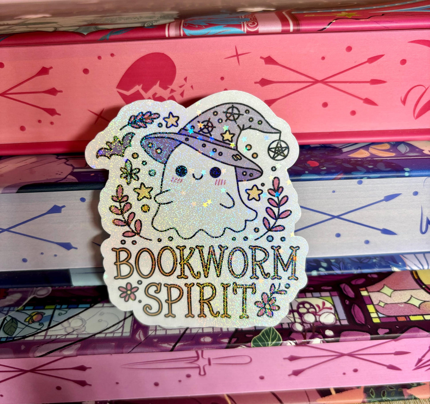 Cute Bookworm Spirit Ghost Sticker