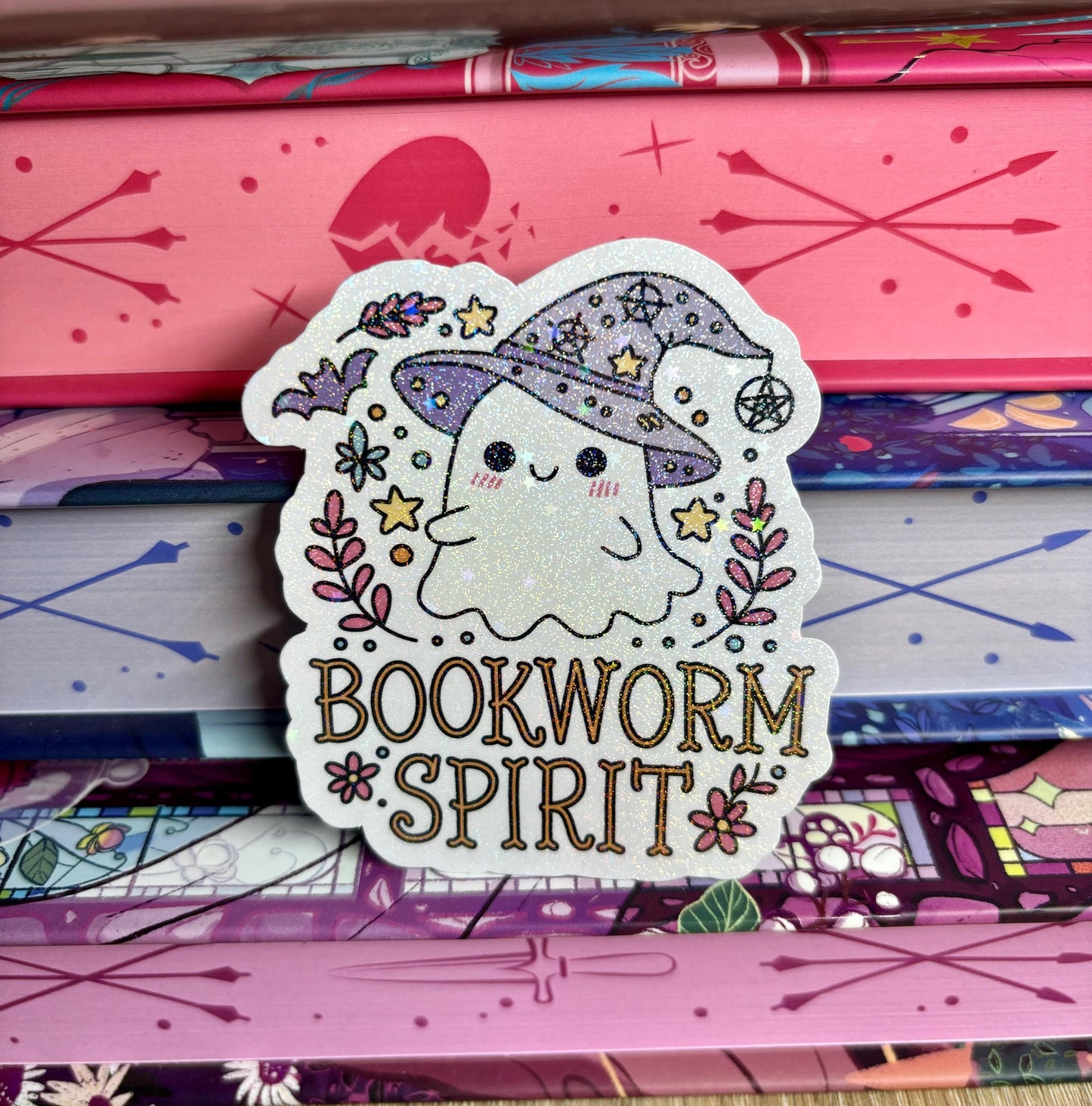 Cute Bookworm Spirit Ghost Sticker