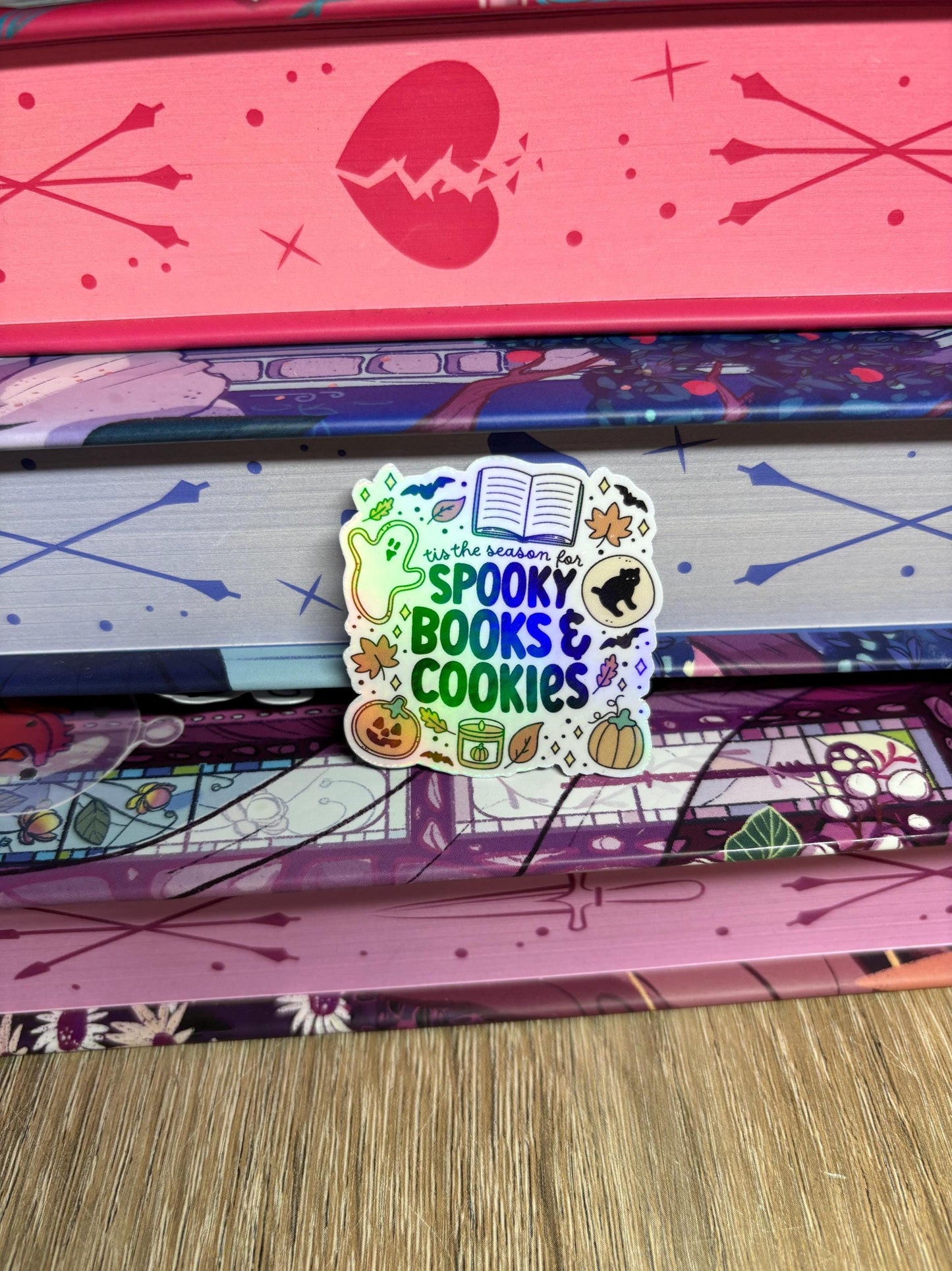 Mini Tis The Season For Spooky Books & Cookies Sticker
