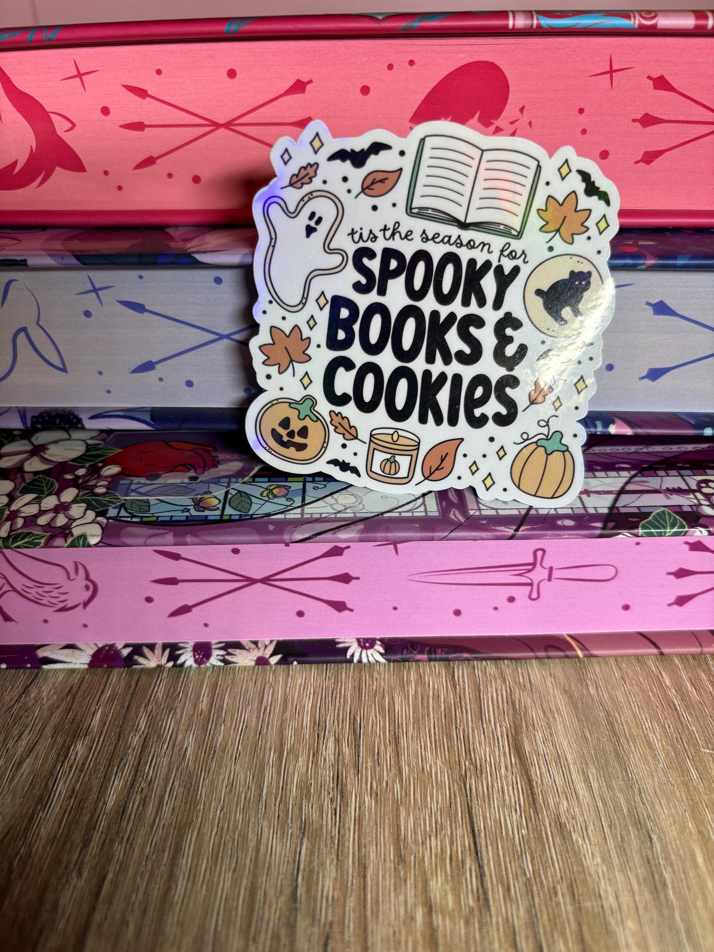 Tis The Season For Spooky Books & Cookies Sticker