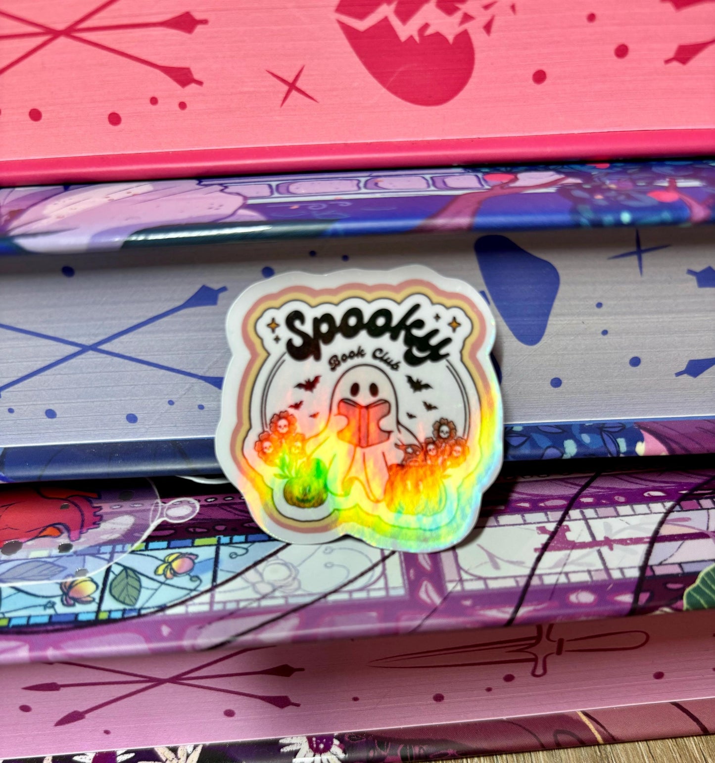 Mini Spooky Book Club Reading Ghost Sticker