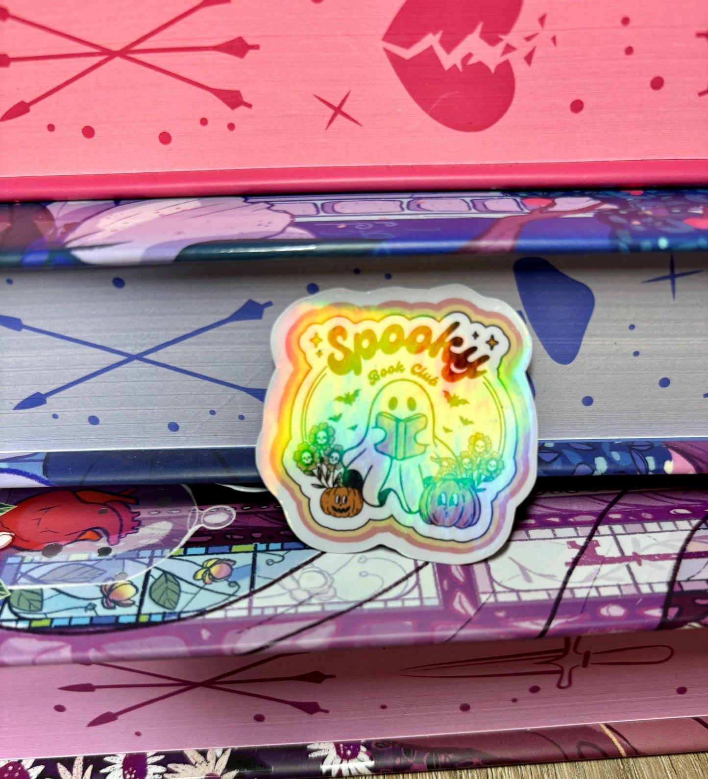 Mini Spooky Book Club Reading Ghost Sticker