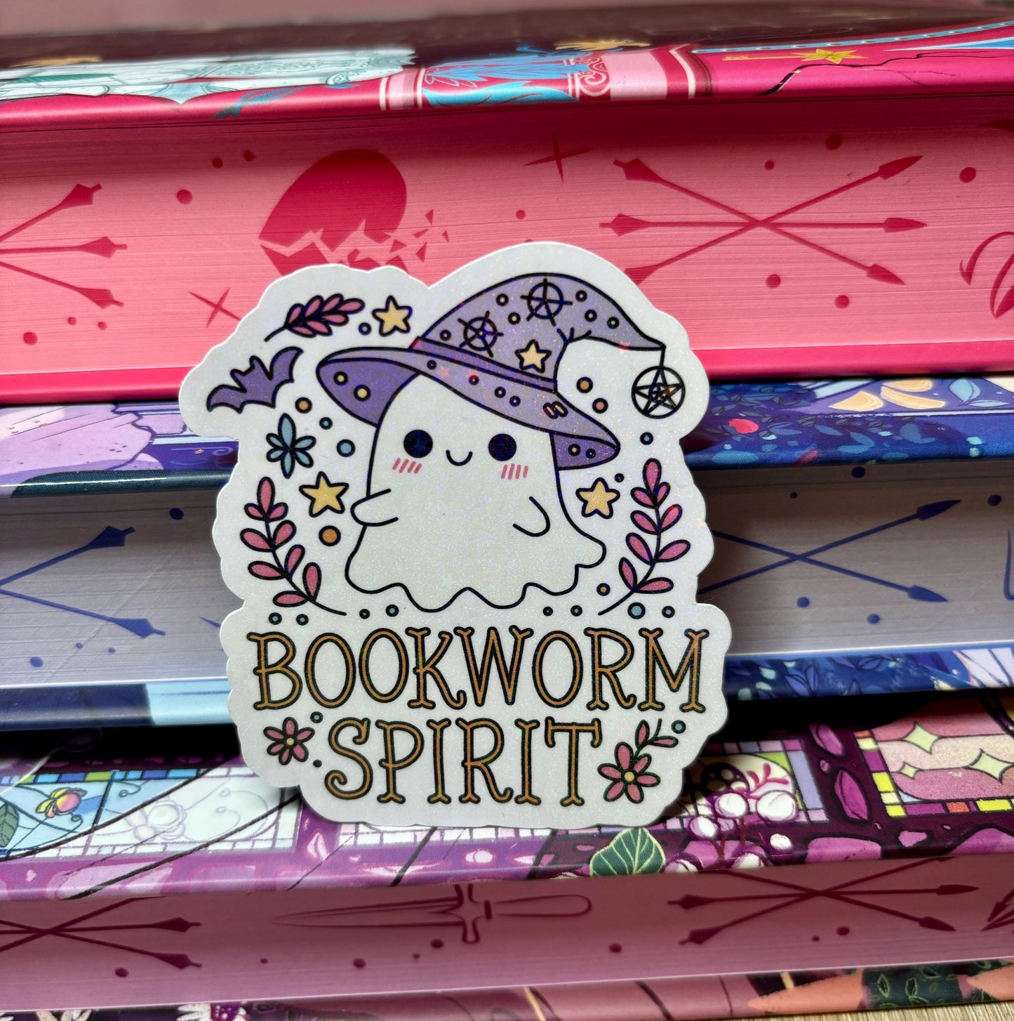 Cute Bookworm Spirit Ghost Sticker