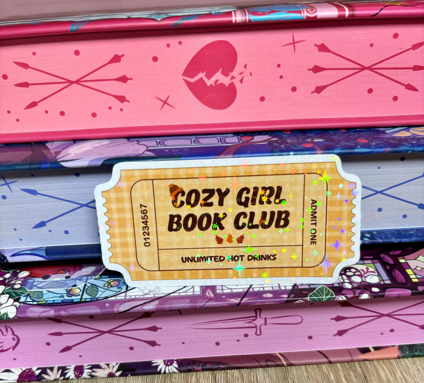 Cozy Girl Book Club Ticket Sticker