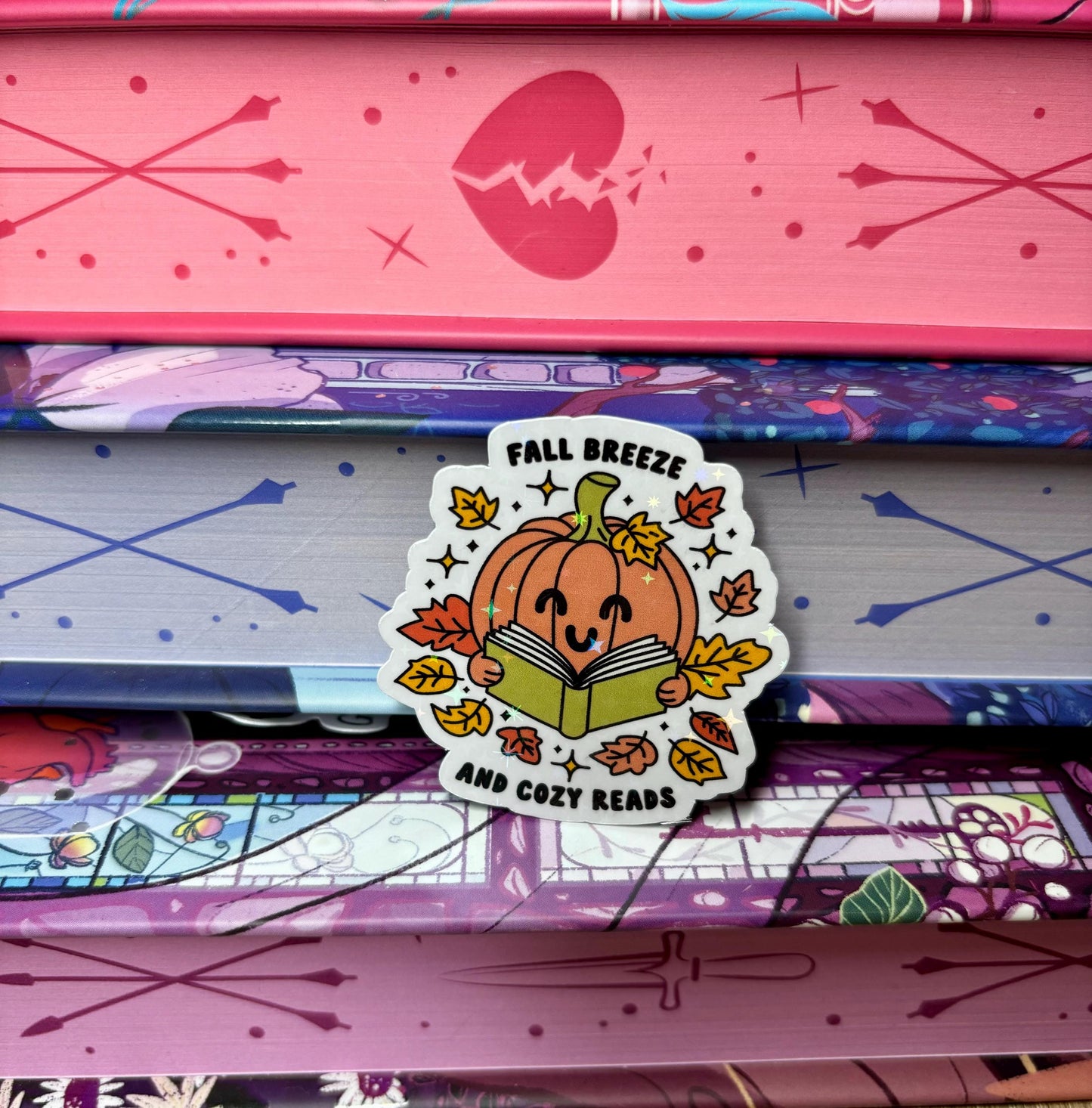Mini Fall Breeze And Cozy Reads Pumpkin Sticker