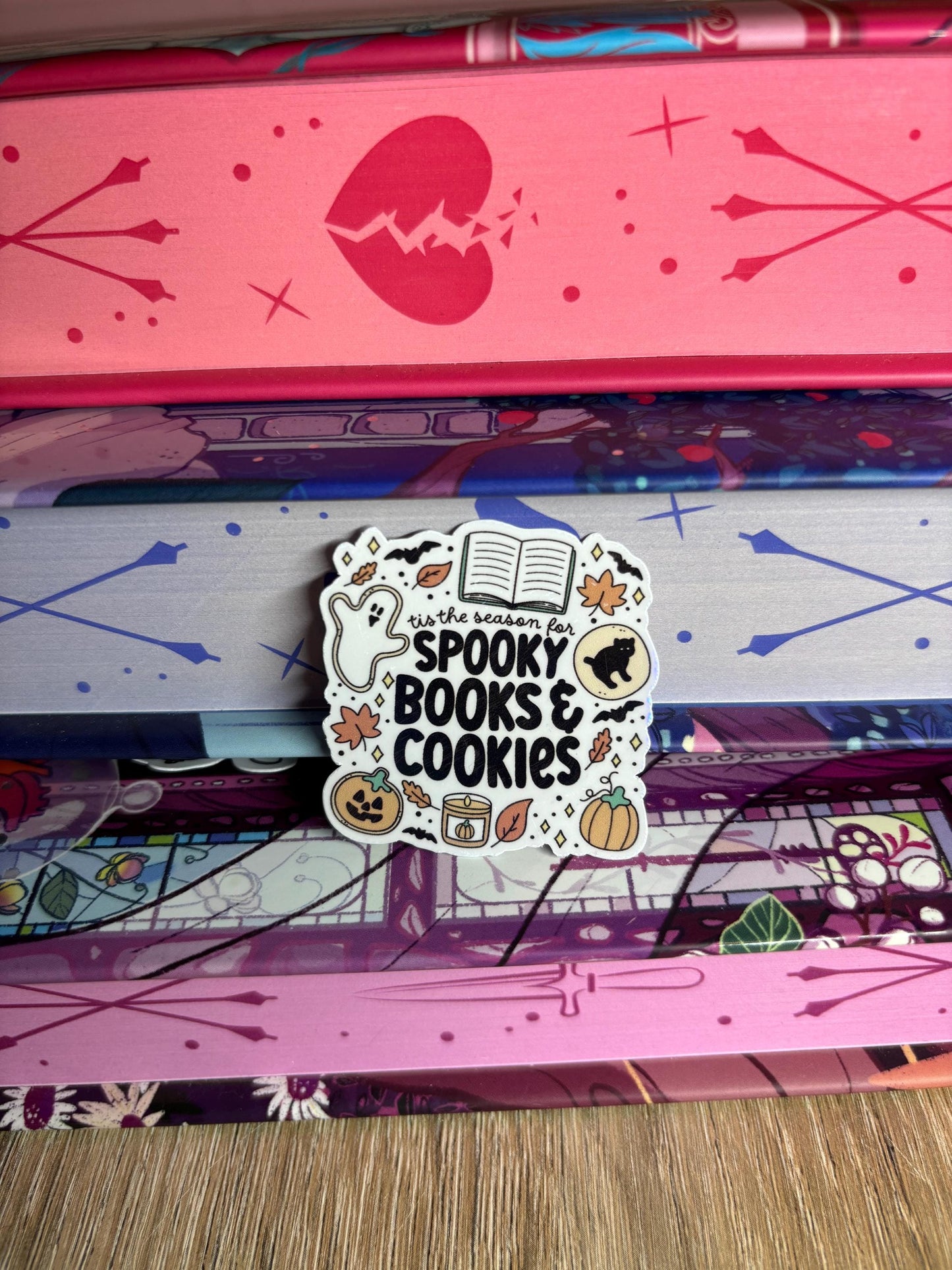 Mini Tis The Season For Spooky Books & Cookies Sticker