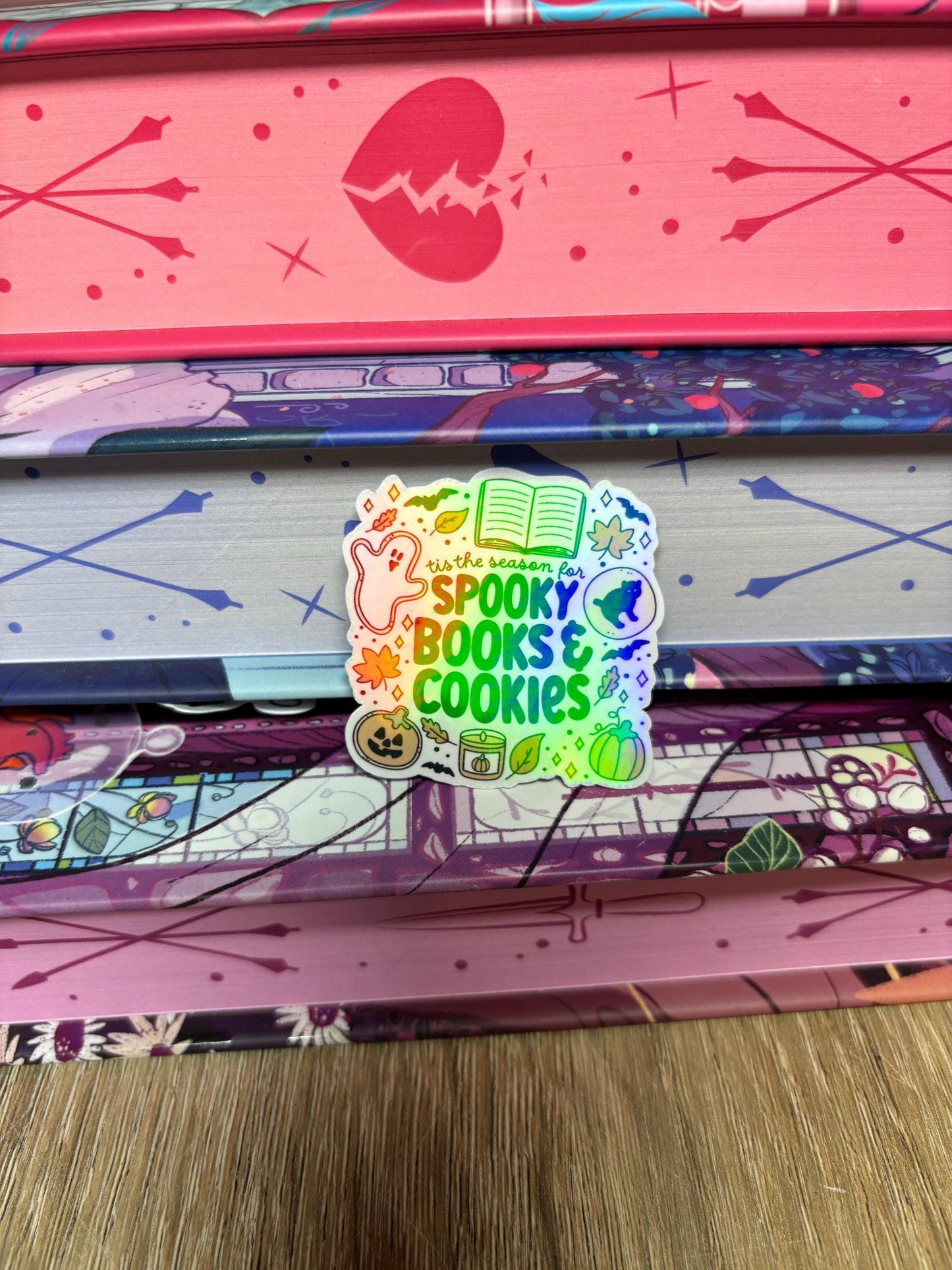 Mini Tis The Season For Spooky Books & Cookies Sticker