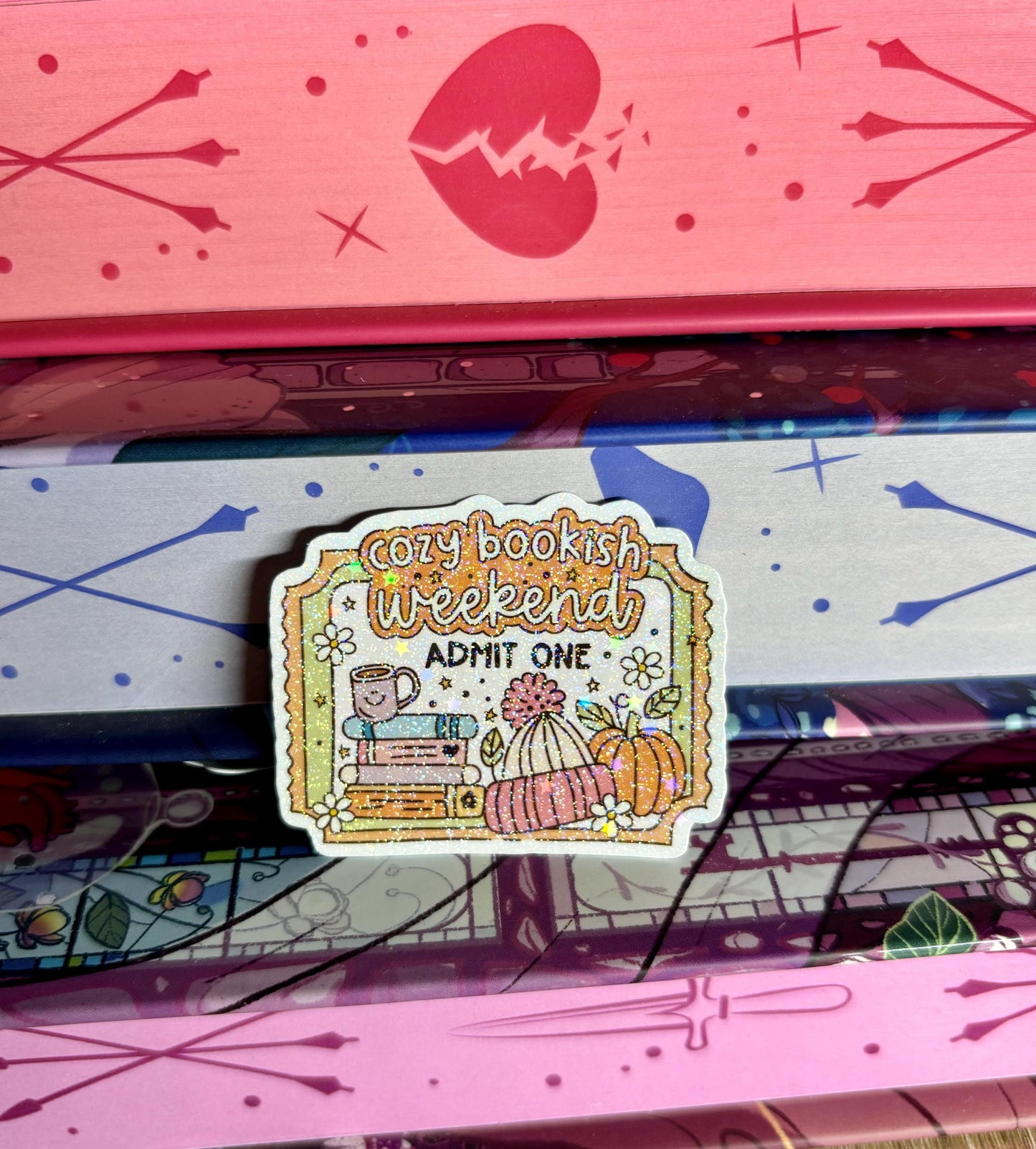 Mini Cute Cozy Bookish Weekend Ticket Sticker