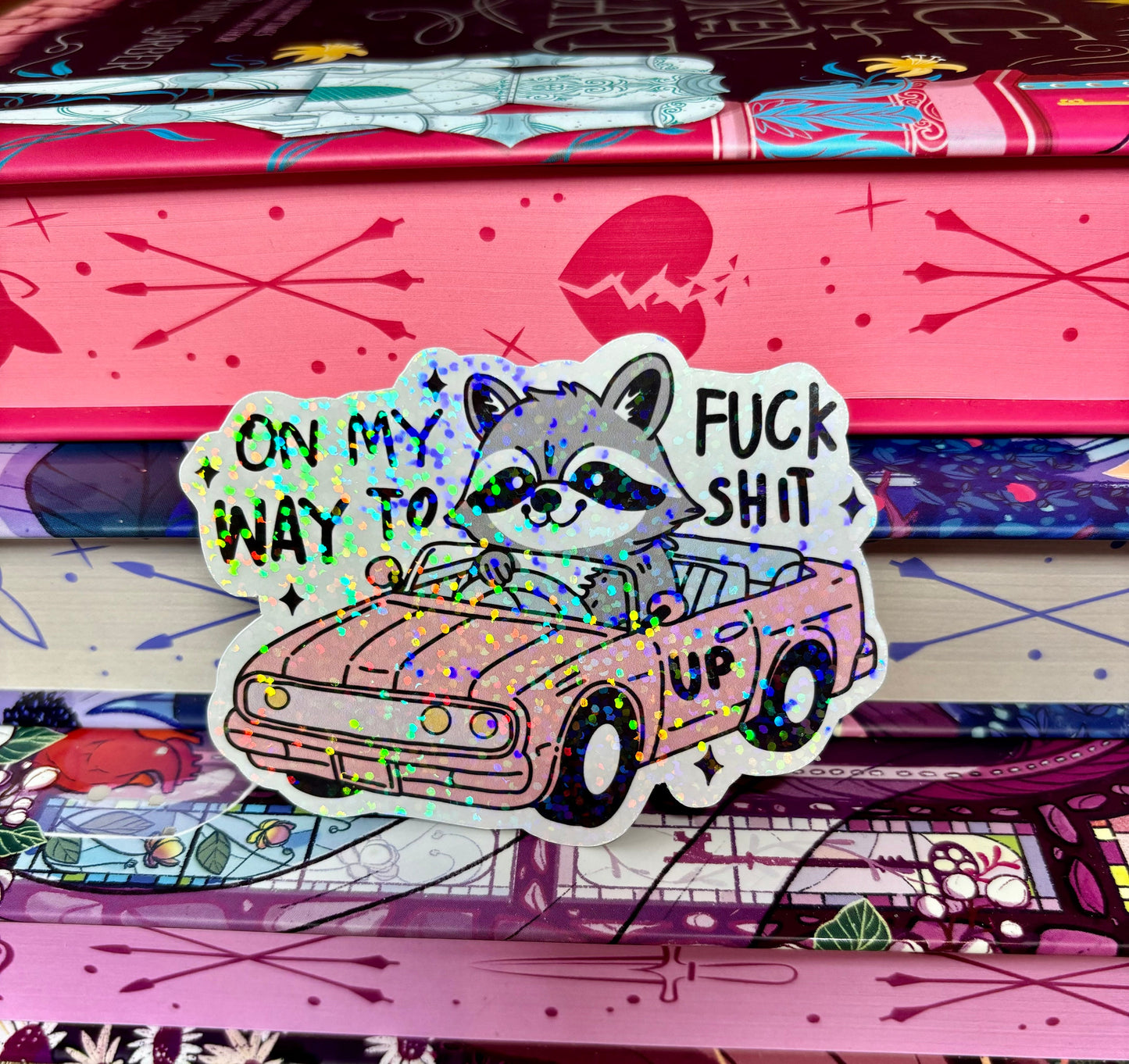 Driving Raccoon On My Way To F*ck Sh*t Up Sticker