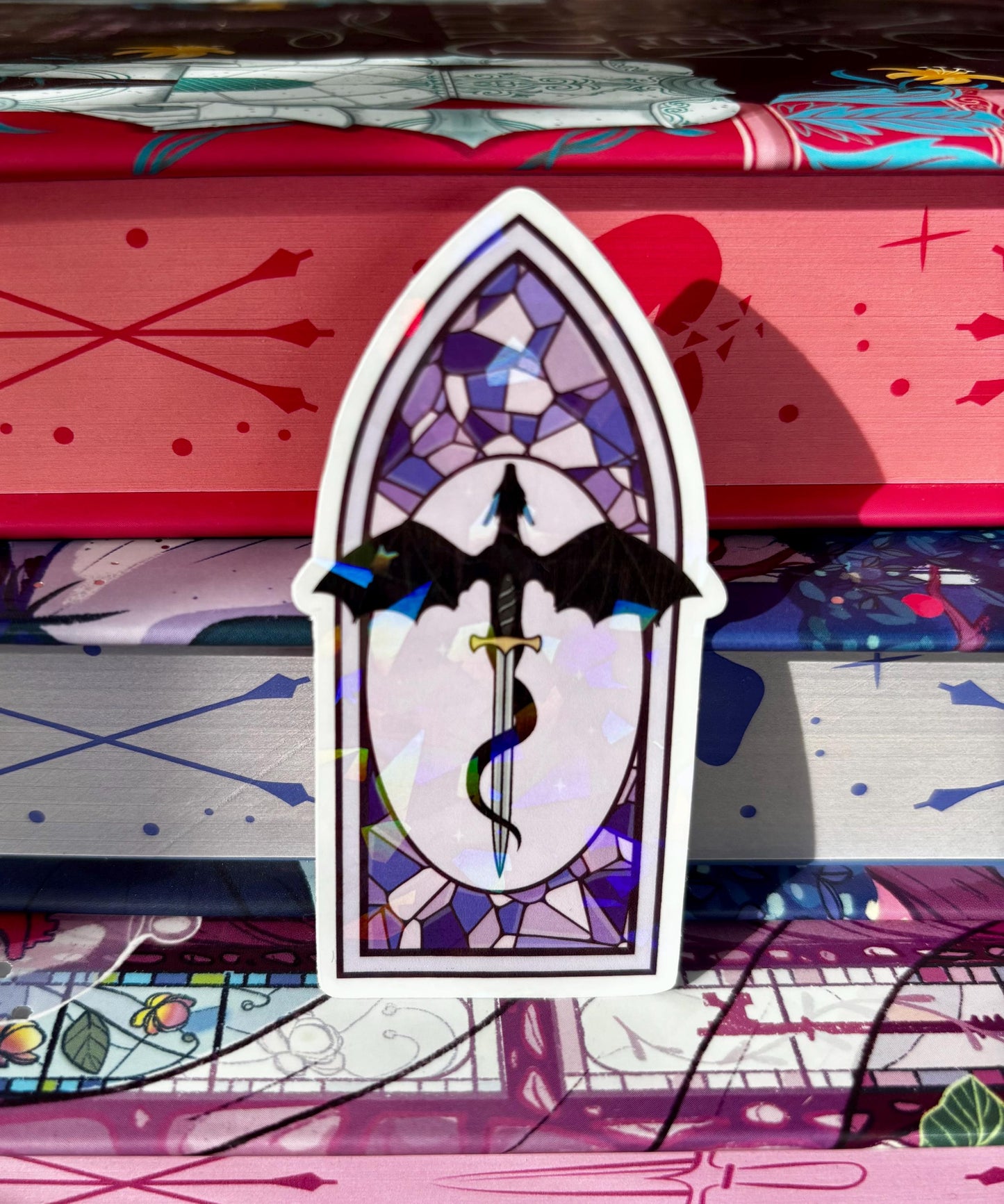 Purple Stained Glass Dragon Window Sticker