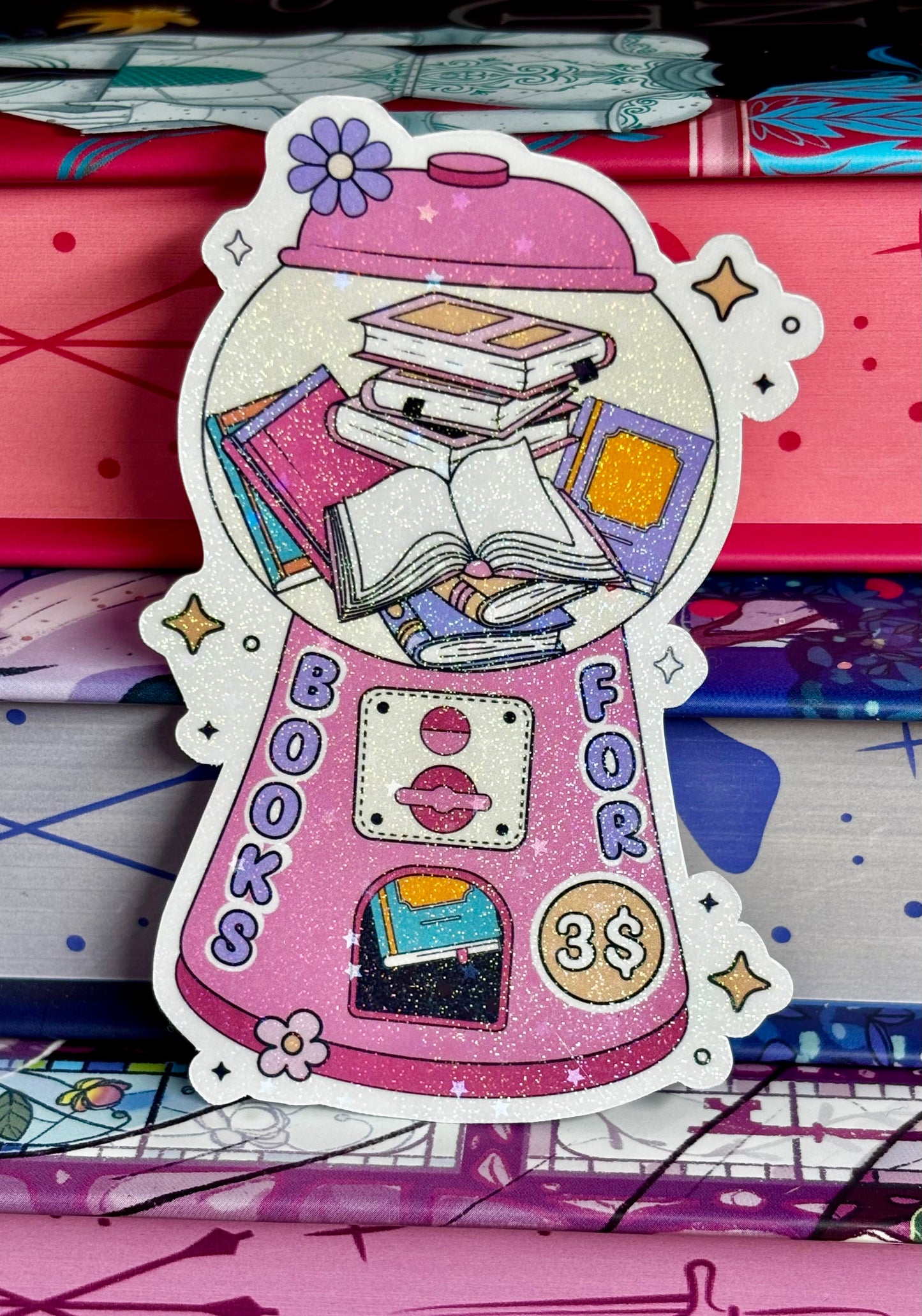 Cute Books For Three Dollars Vending Machine Sticker
