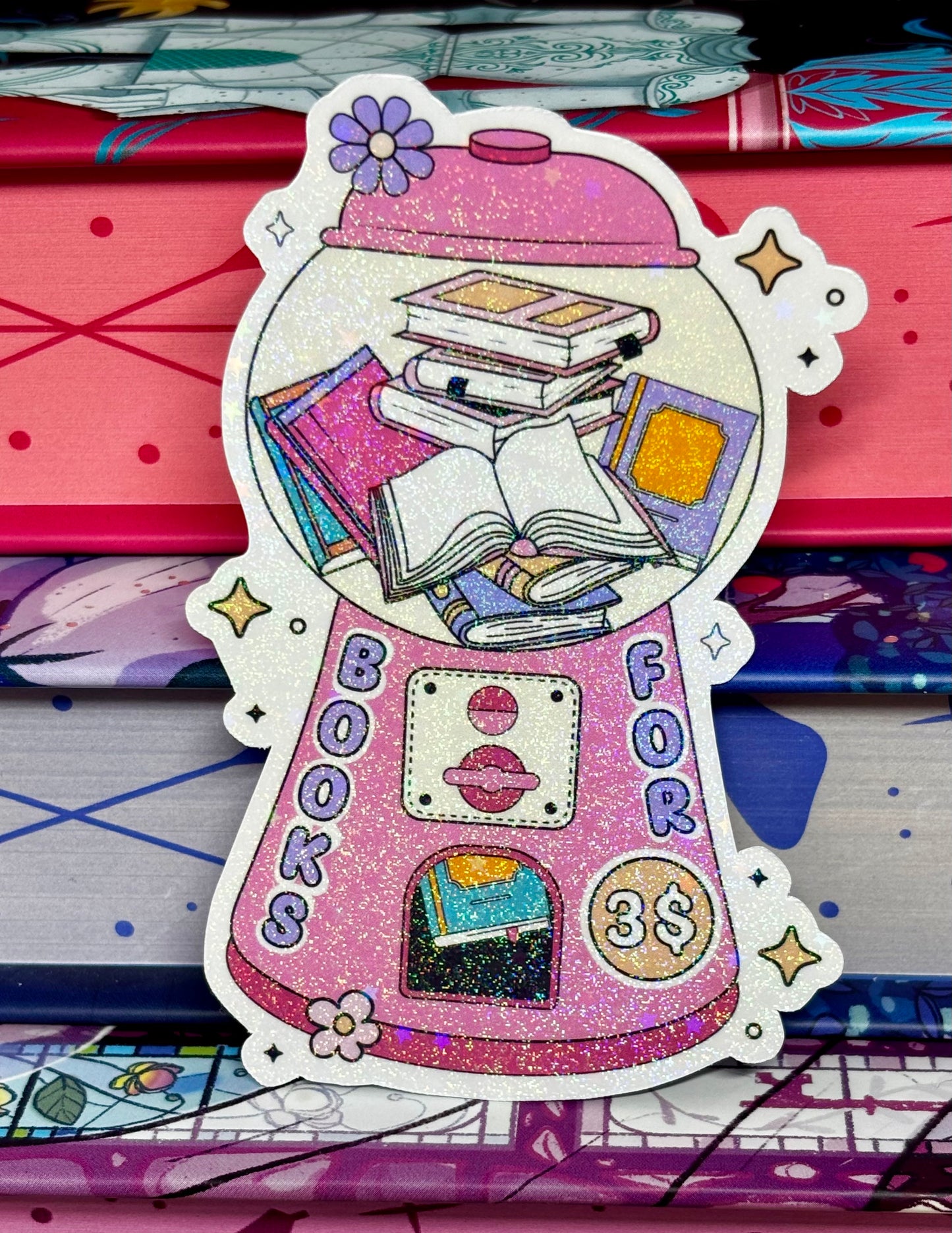Cute Books For Three Dollars Vending Machine Sticker