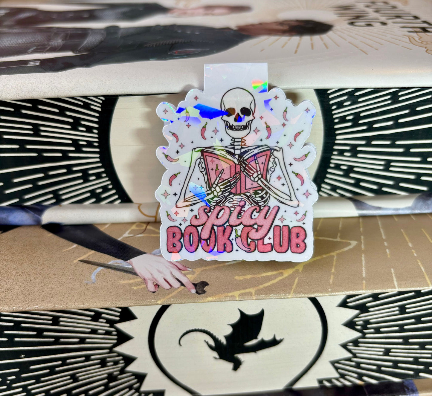 Mini Spicy Book Club skeleton Magnetic Bookmark