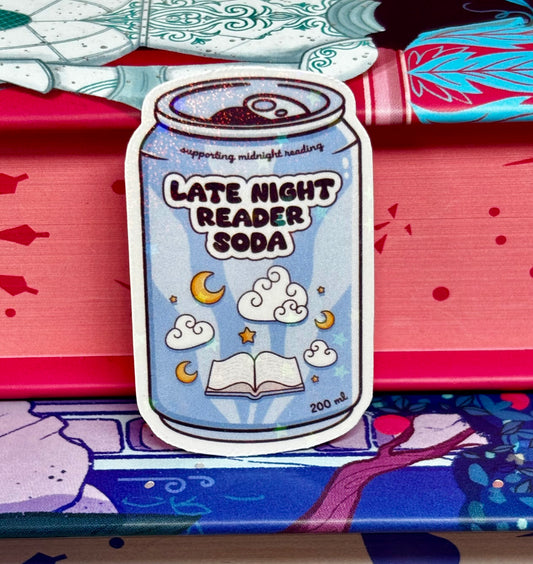 Mini Late Night Reader Soda Can Sticker