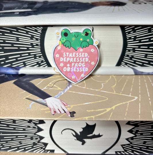 Mini Stressed, Depressed + Frog Obsessed Cute Frog Sticker