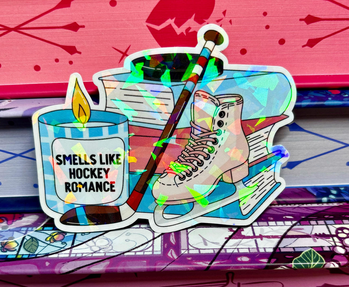 Smells Like Hockey Romance Book Stack Sticker