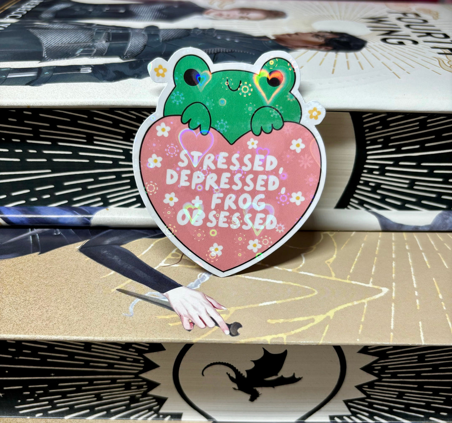 Stressed, Depressed + Frog Obsessed Cute Frog Sticker