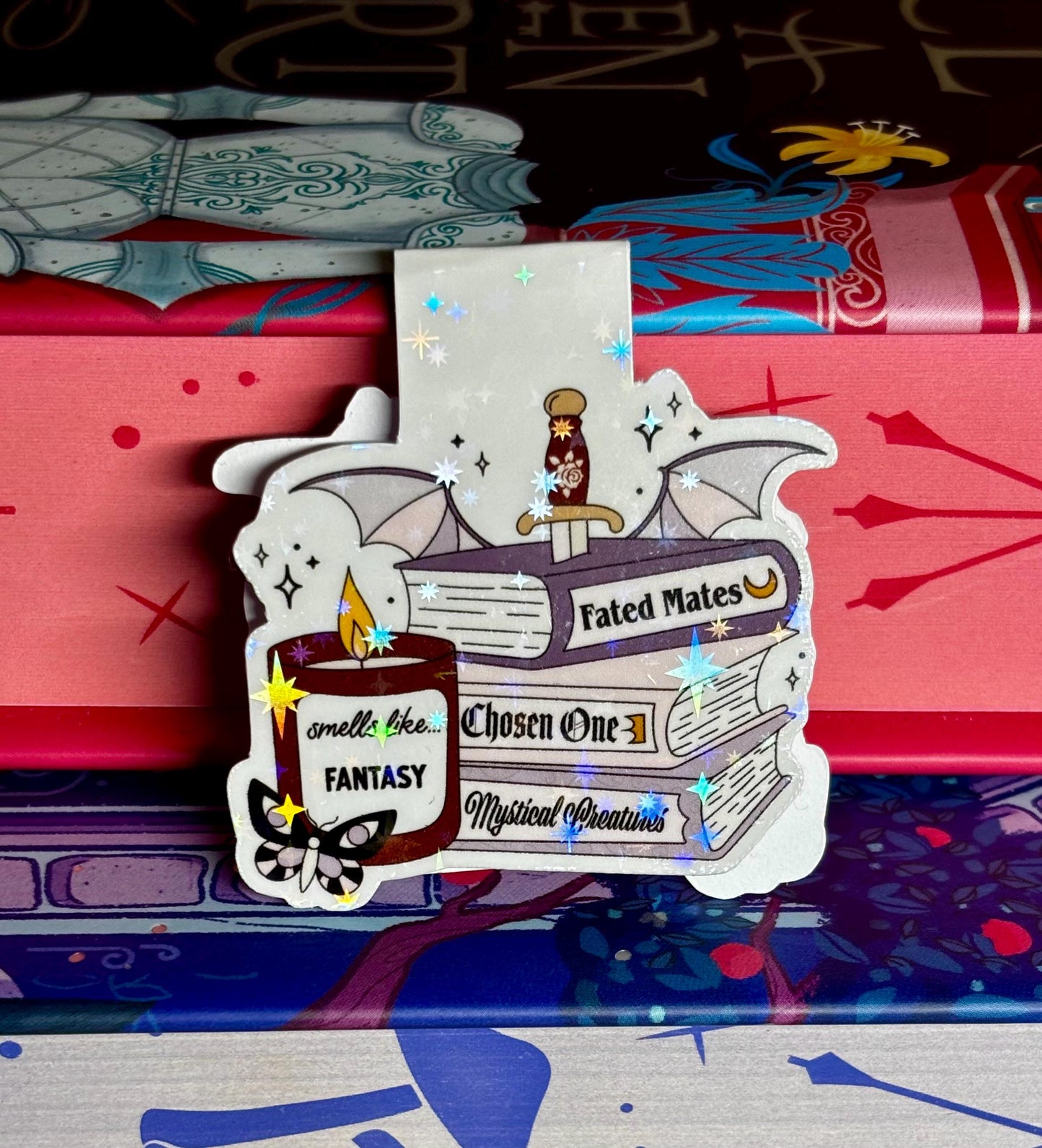 Mini Smells Like Fantasy Book Stack Magnetic Bookmark