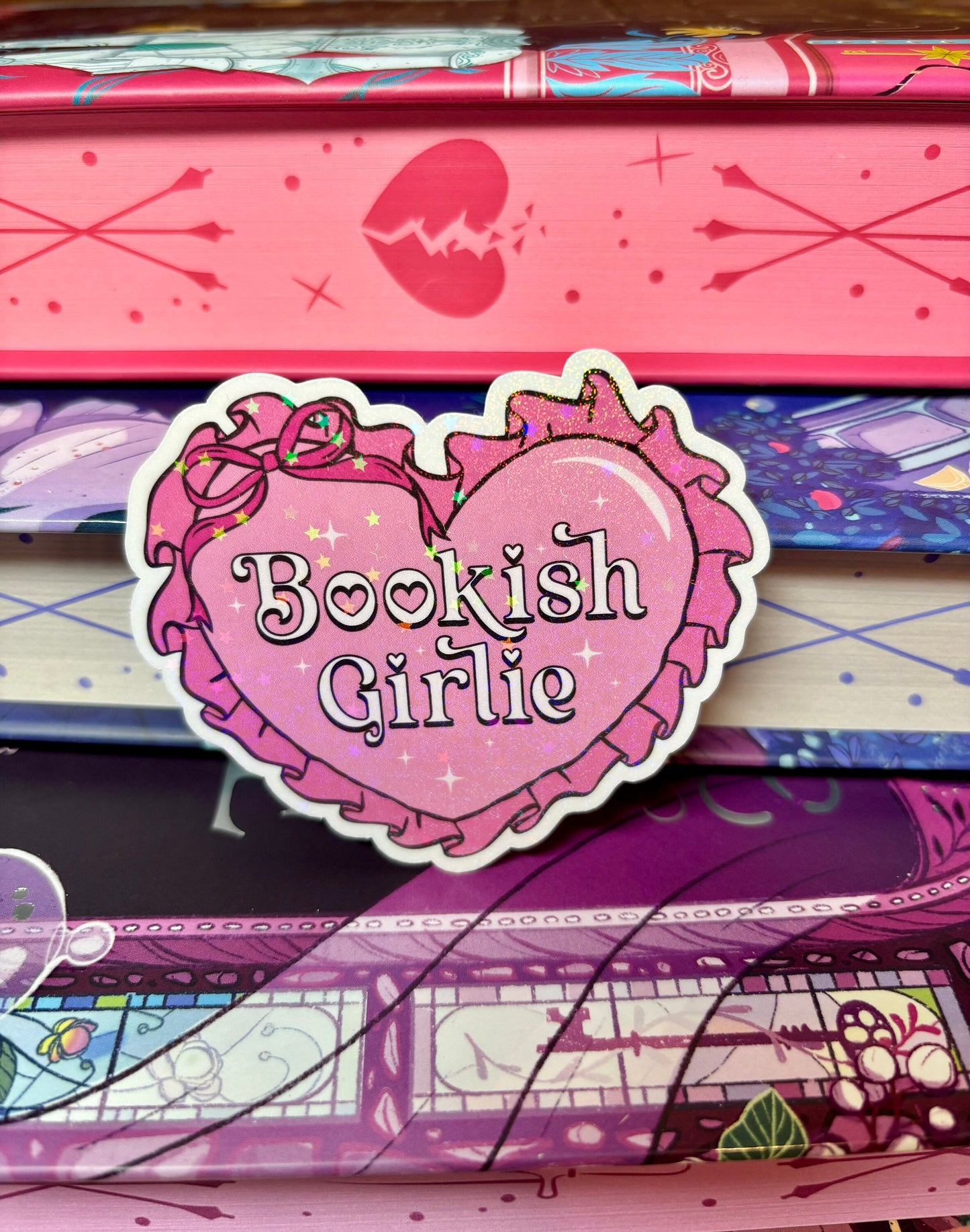 Cute Bookish Girlie Heart Sticker