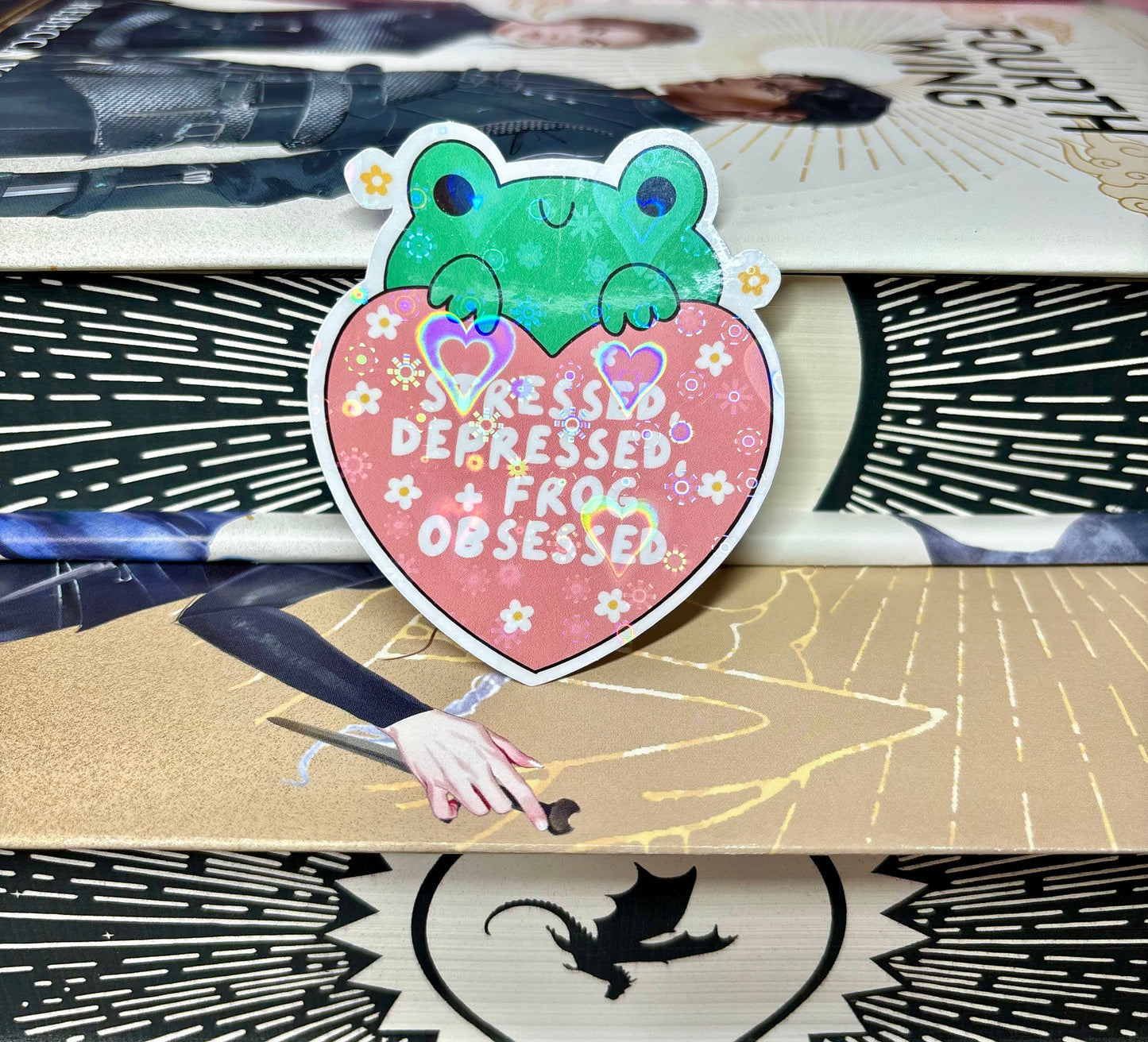 Stressed, Depressed + Frog Obsessed Cute Frog Sticker