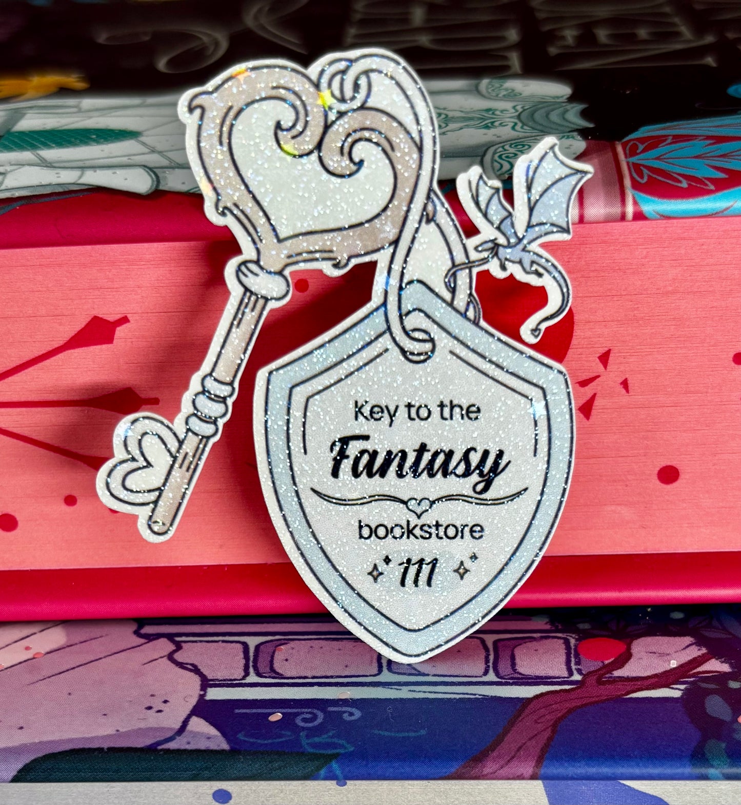 Mini Key To The Fantasy Bookstore Sticker