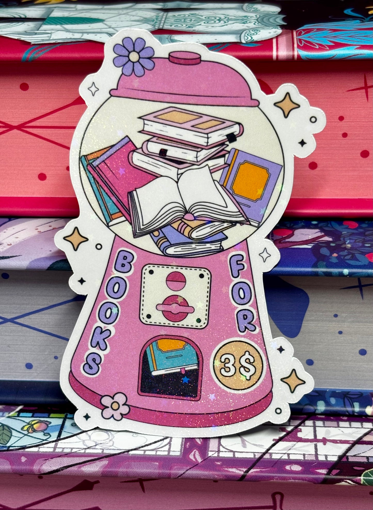 Cute Books For Three Dollars Vending Machine Sticker