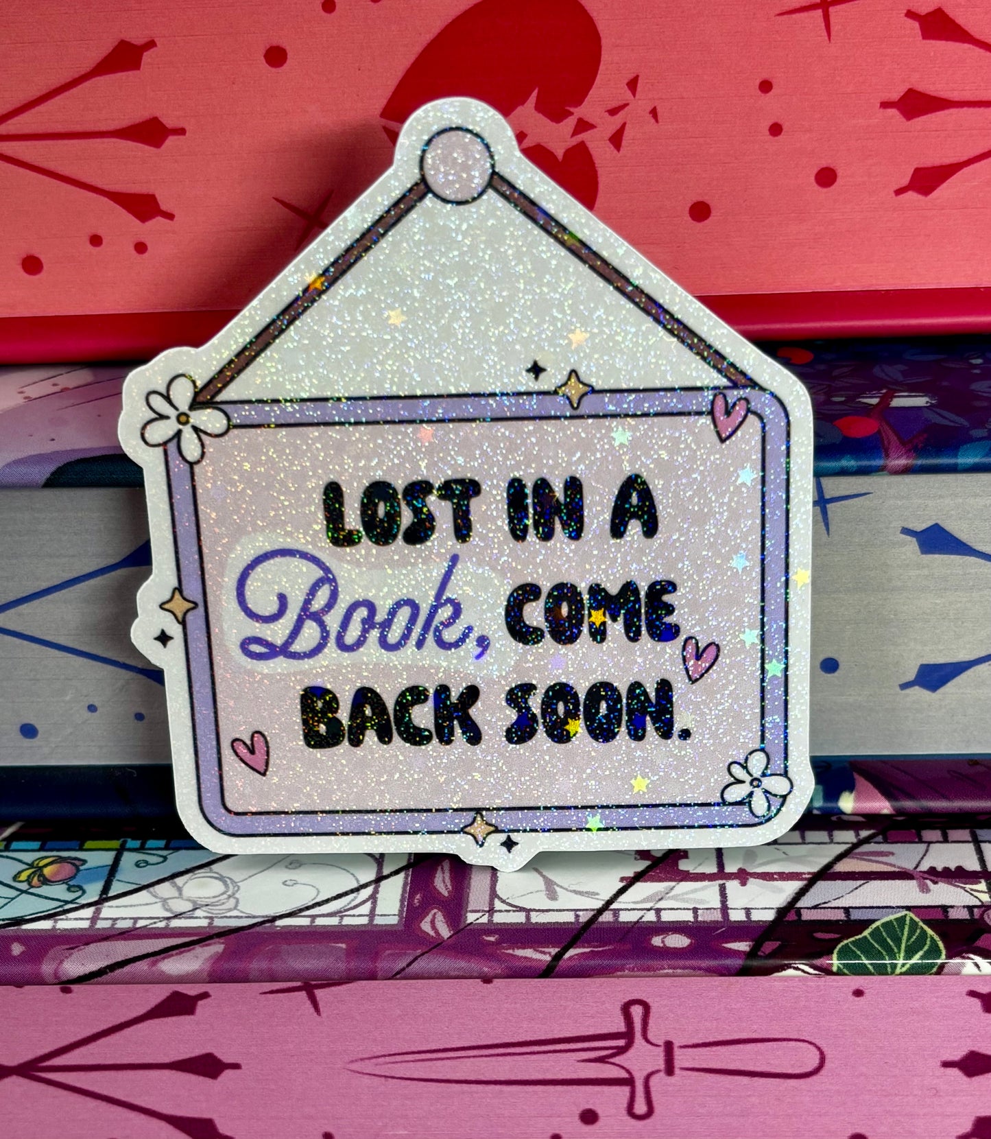 Lost In A Book Come Back Soon Sign Style Sticker