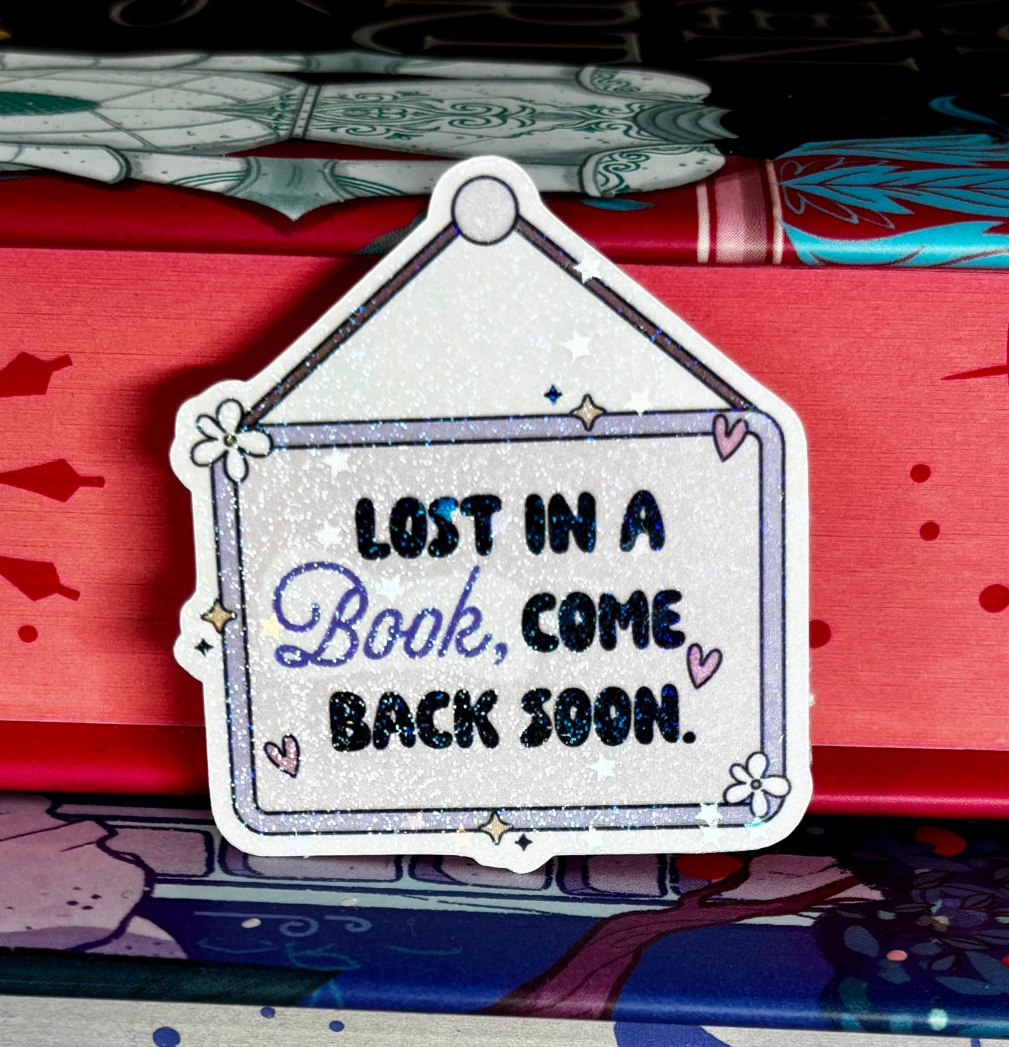 Mini Lost In A Book Come Back Soon Sign Style Sticker