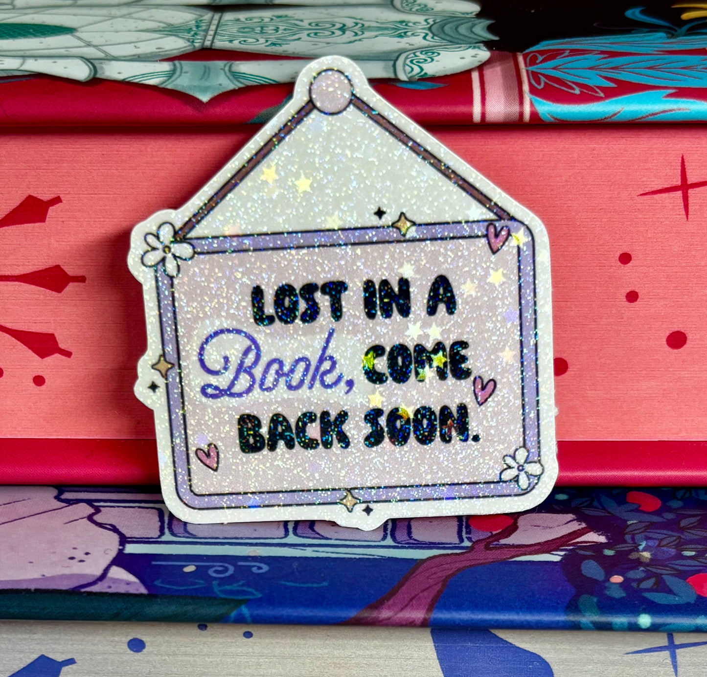 Mini Lost In A Book Come Back Soon Sign Style Sticker