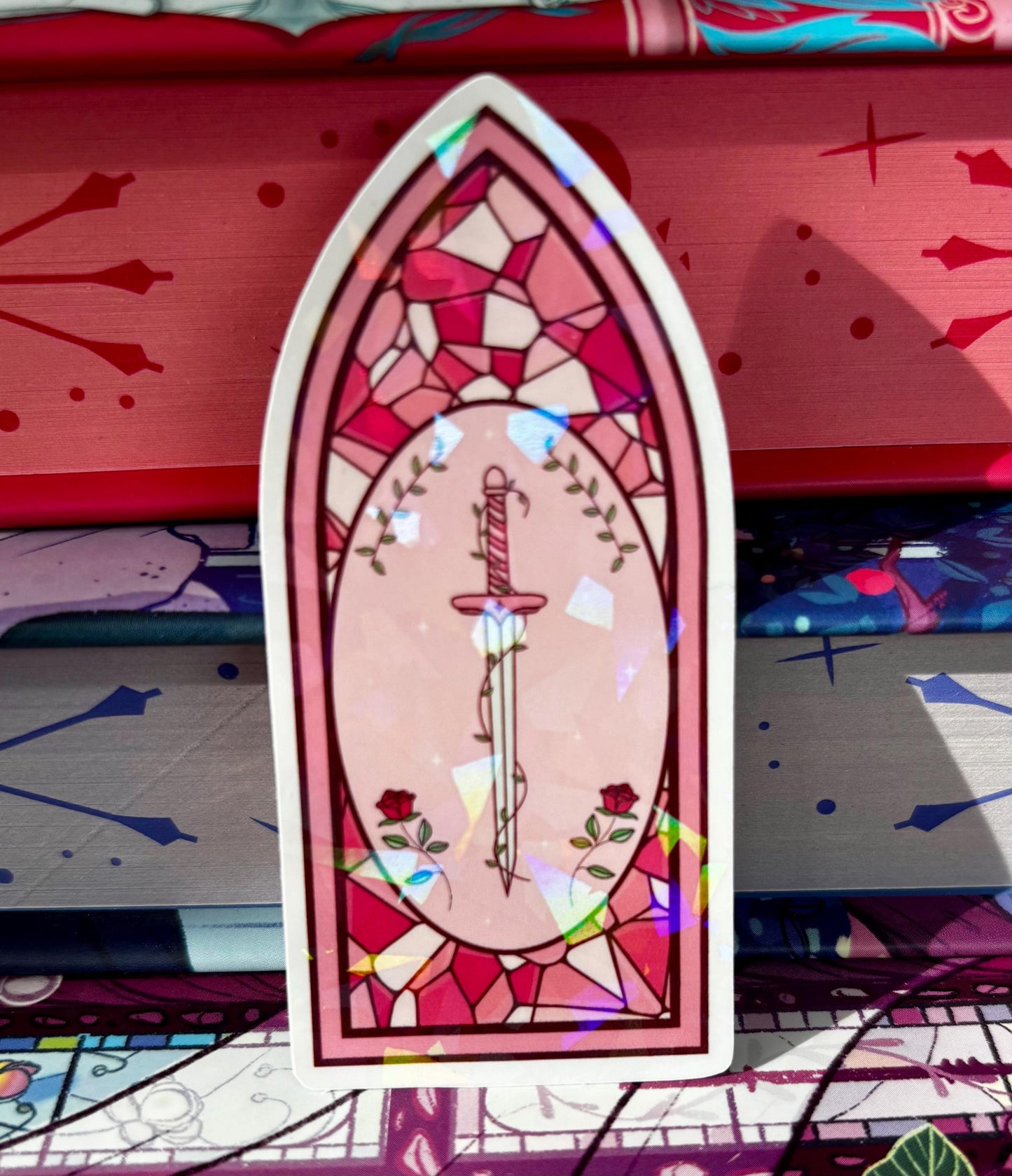 Pink Stained Glass Fantasy Window Sticker