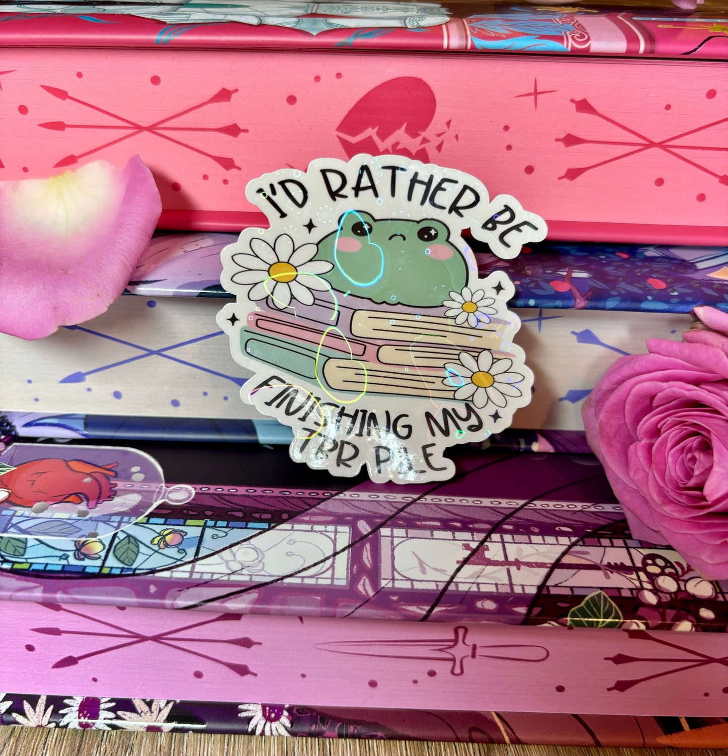 I'd Rather Be Finishing My TBR Pile Frog Sticker