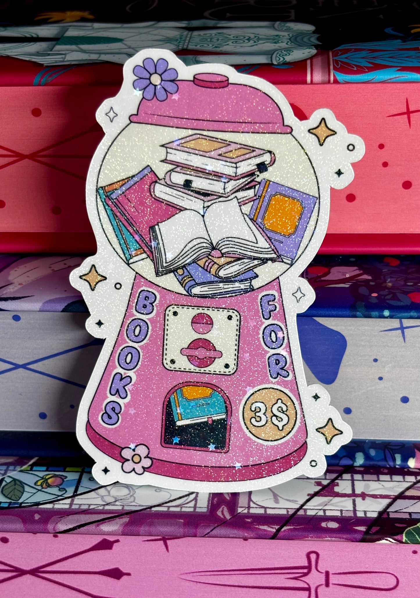 Cute Books For Three Dollars Vending Machine Sticker