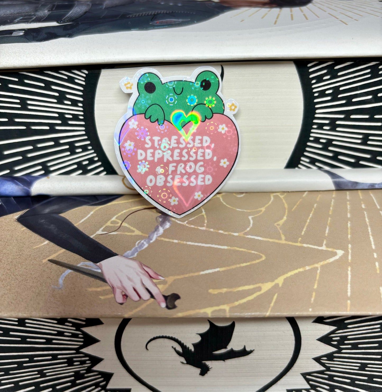 Mini Stressed, Depressed + Frog Obsessed Cute Frog Sticker