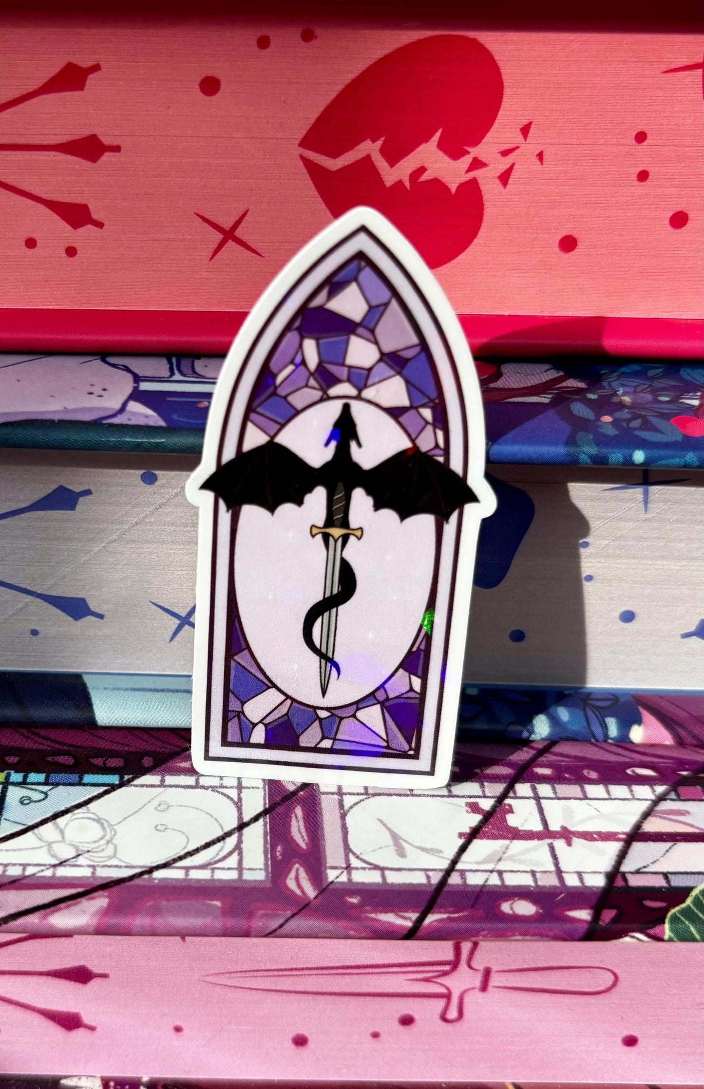 Mini Purple Stained Glass Dragon Window Sticker