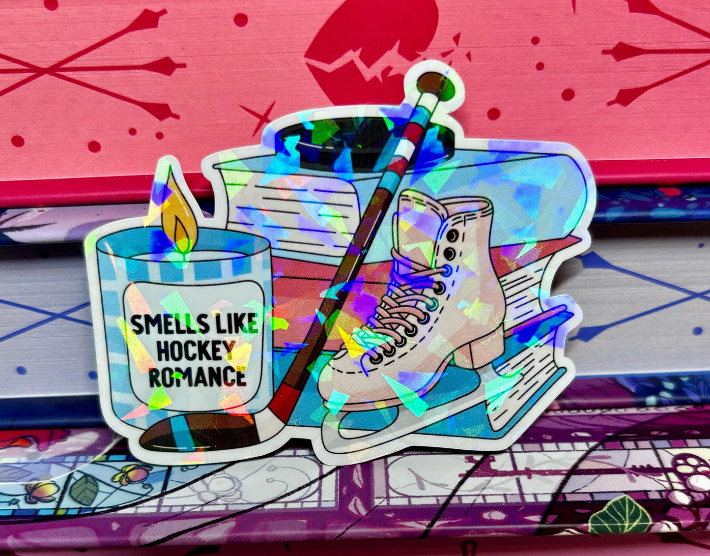 Smells Like Hockey Romance Book Stack Sticker