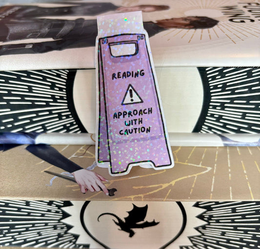 Reading Approach With Caution Floor Sign Style Magnetic Bookmark