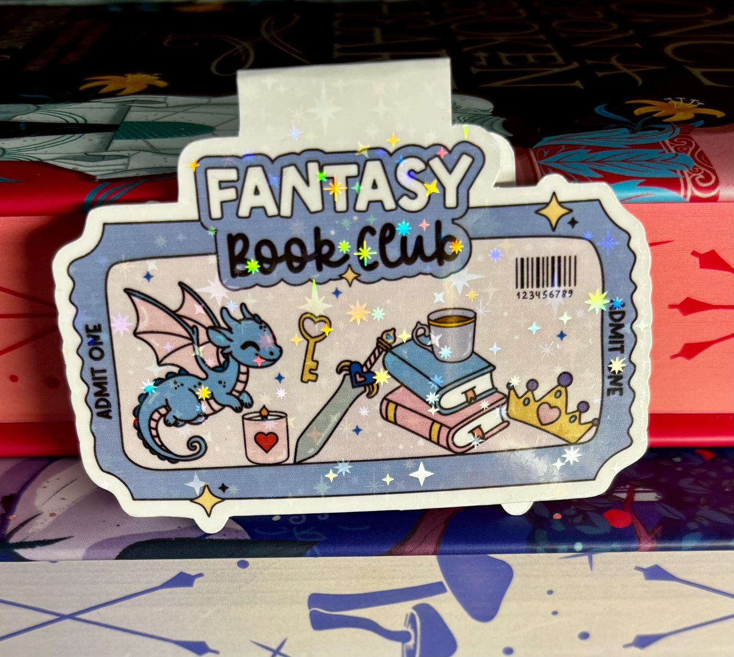 Fantasy Book Club Ticket Magnetic Bookmark