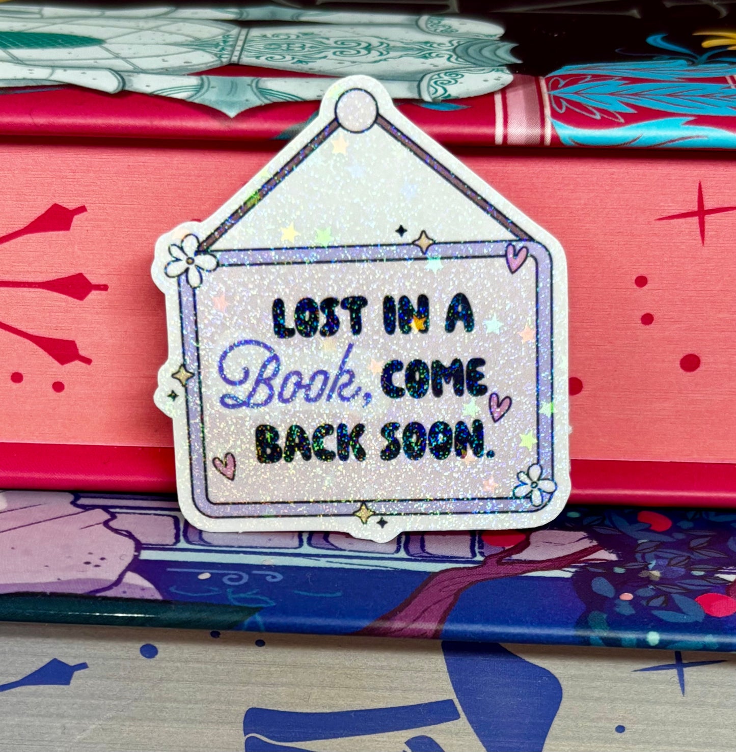 Mini Lost In A Book Come Back Soon Sign Style Sticker