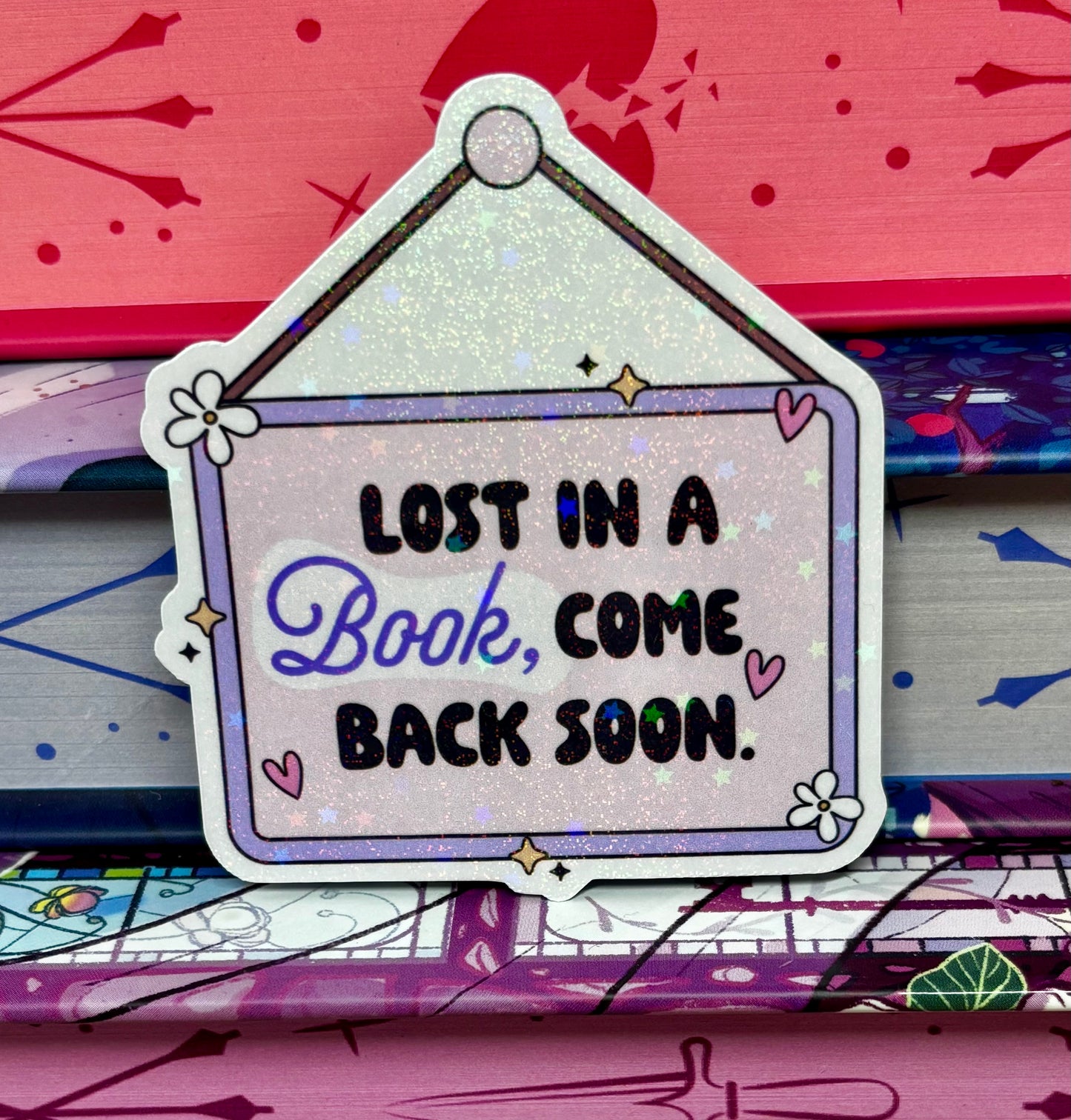 Lost In A Book Come Back Soon Sign Style Sticker
