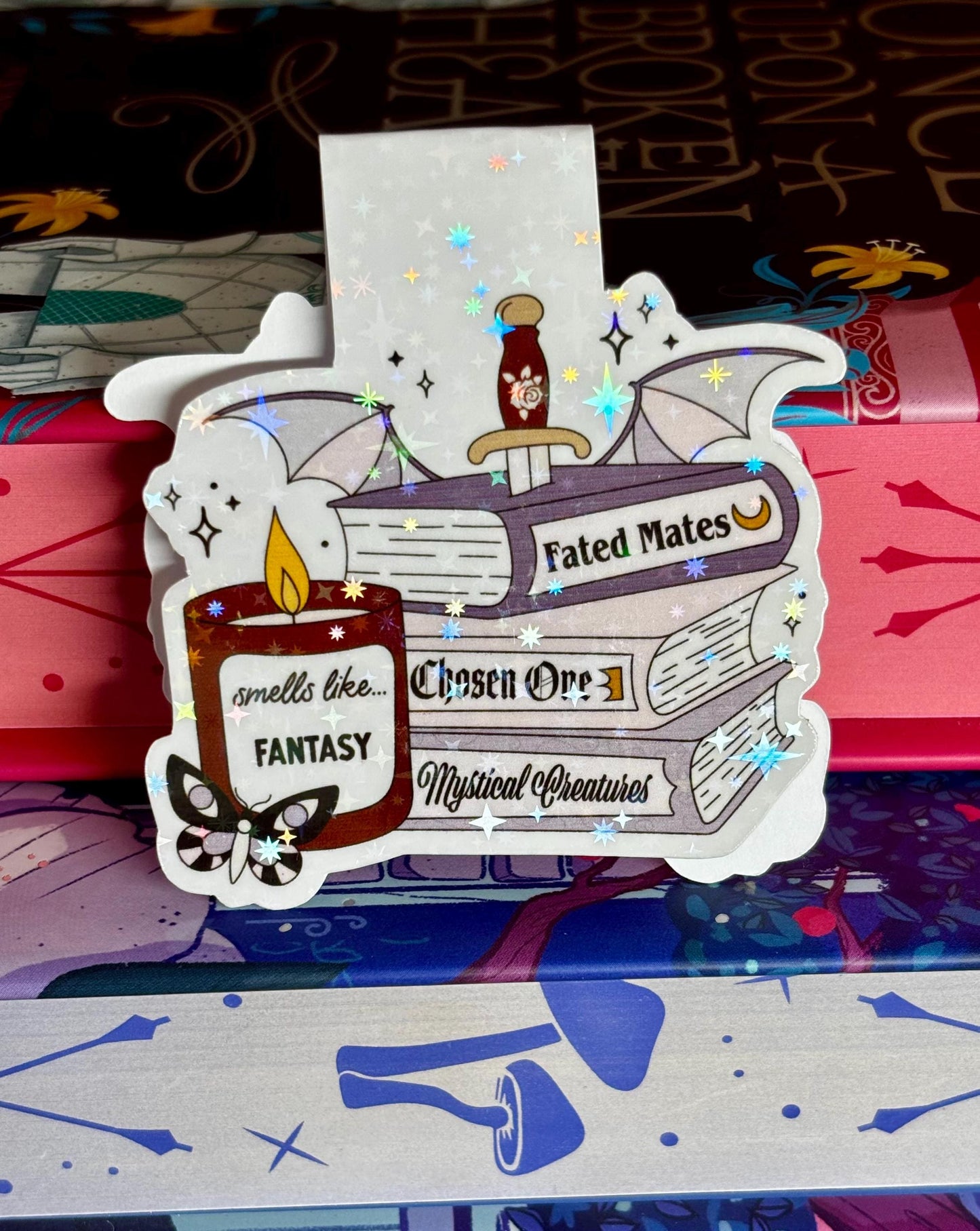 Smells Like Fantasy Book Stack Magnetic Bookmark