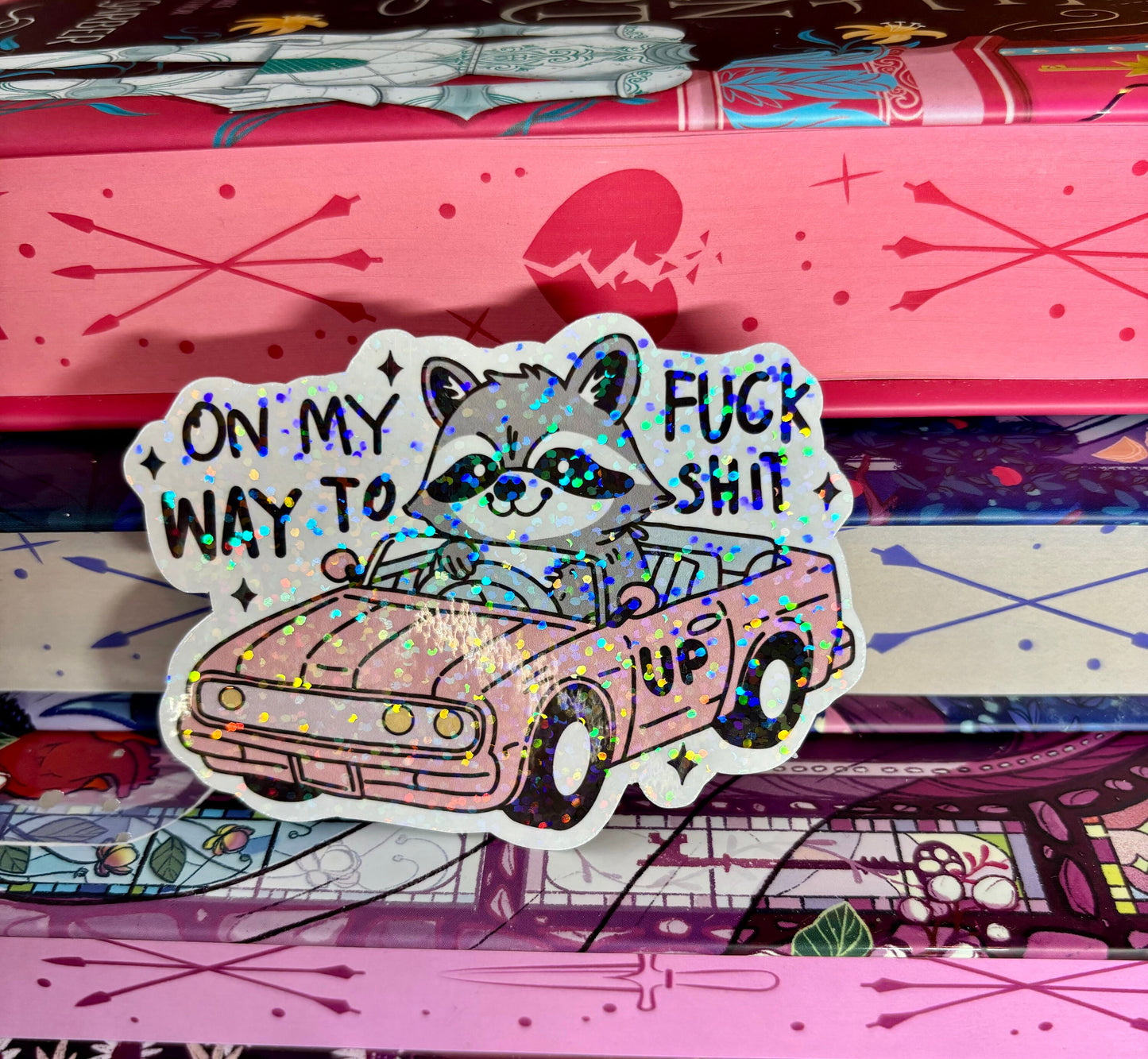 Driving Raccoon On My Way To F*ck Sh*t Up Sticker