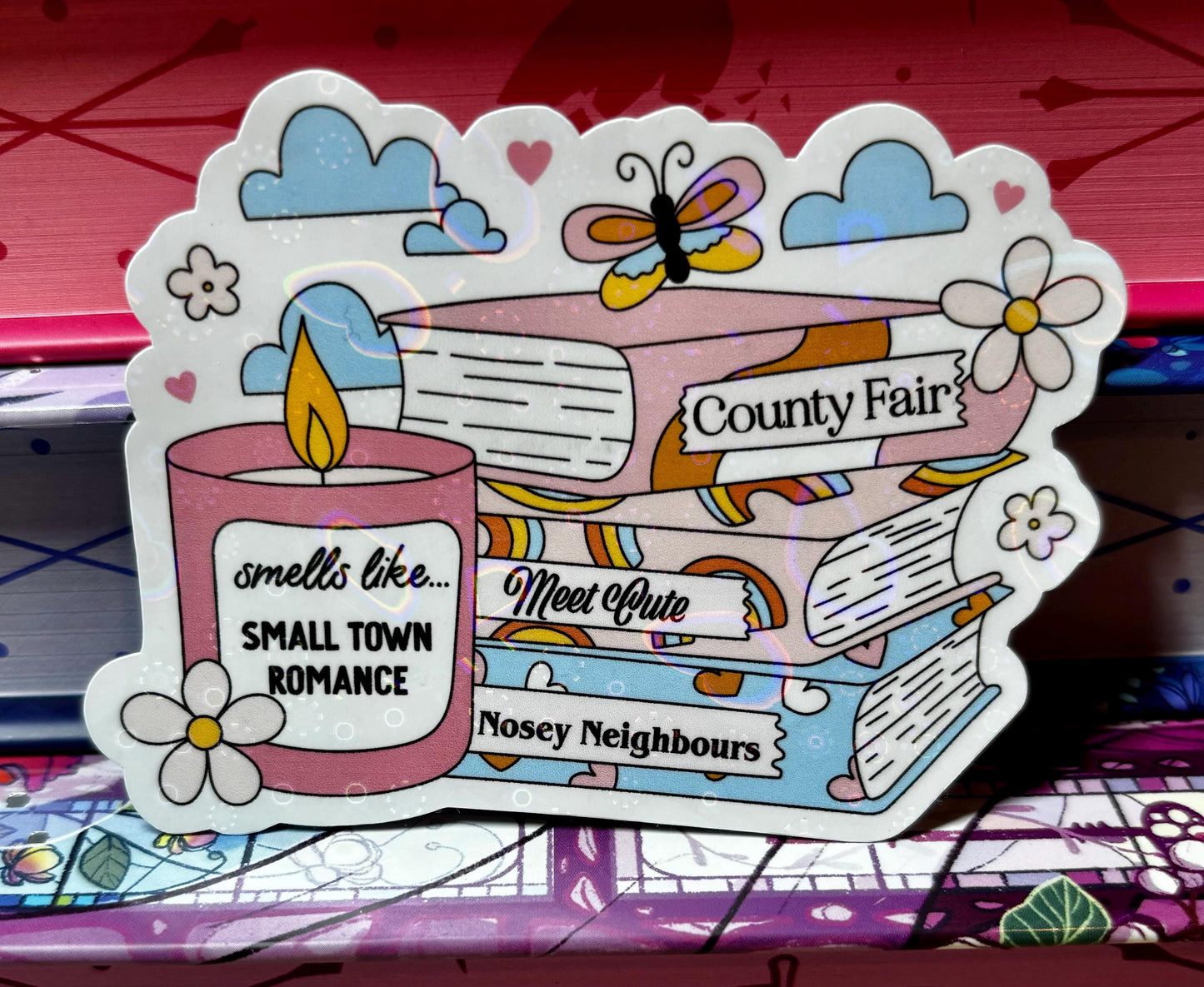 Smells Like Small Town Romance Book Stack Sticker