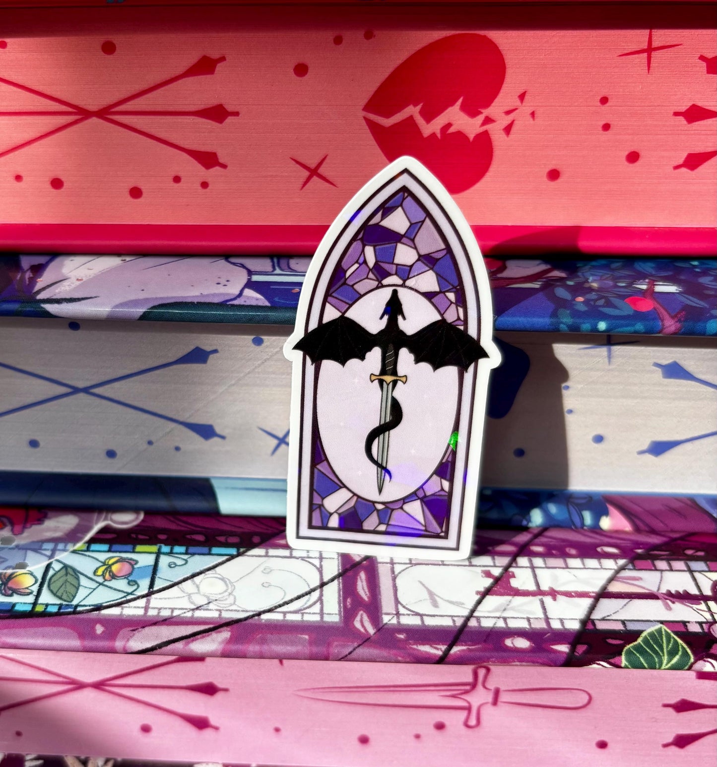 Mini Purple Stained Glass Dragon Window Sticker