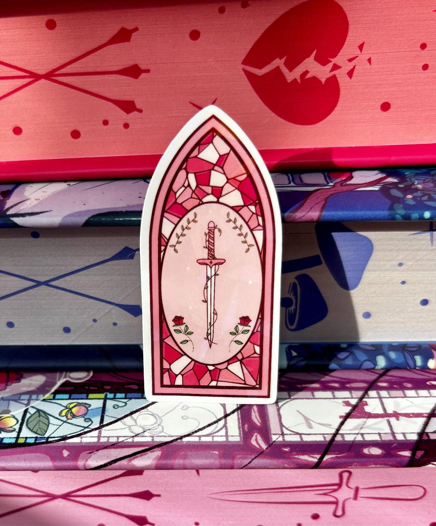 Mini Pink Stained Glass Fantasy Window Sticker