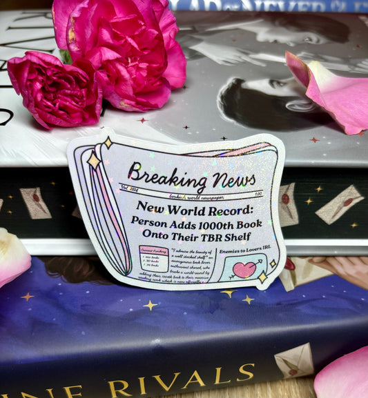 Cute Bookish News TBR Sticker