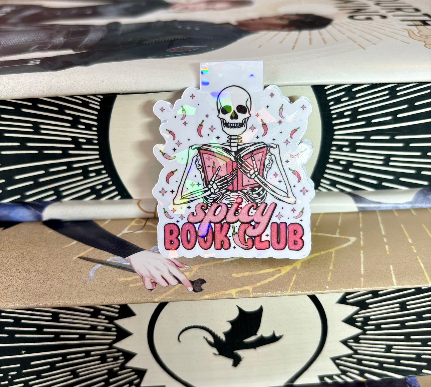 Mini Spicy Book Club skeleton Magnetic Bookmark